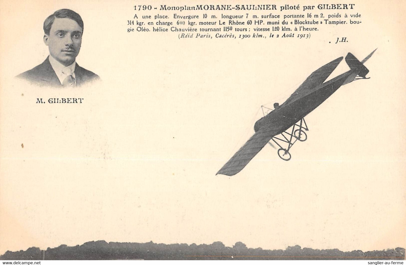 CPA AVIATION MONOPLAN MORANE SAULNIER PILOTE PAR GILBERT - ....-1914: Precursori