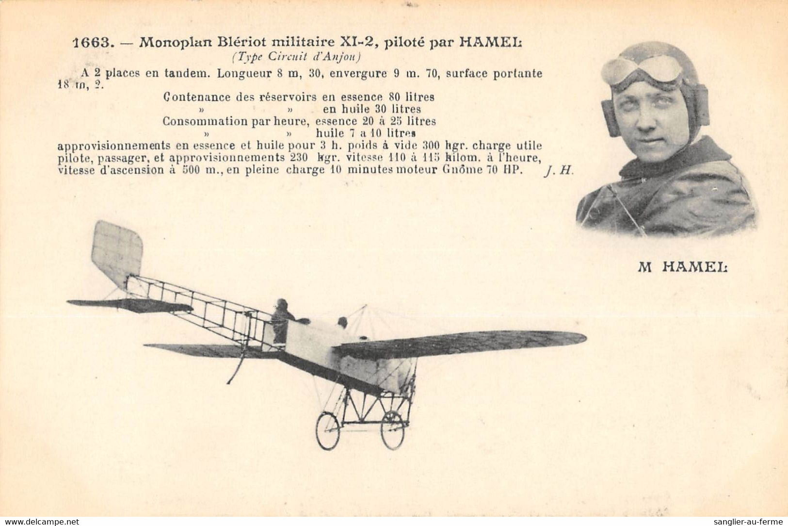 CPA AVIATION MONOPLAN BLERIOT MILITAIRE XI-2 PILOTE PAR HAMEL - ....-1914: Vorläufer