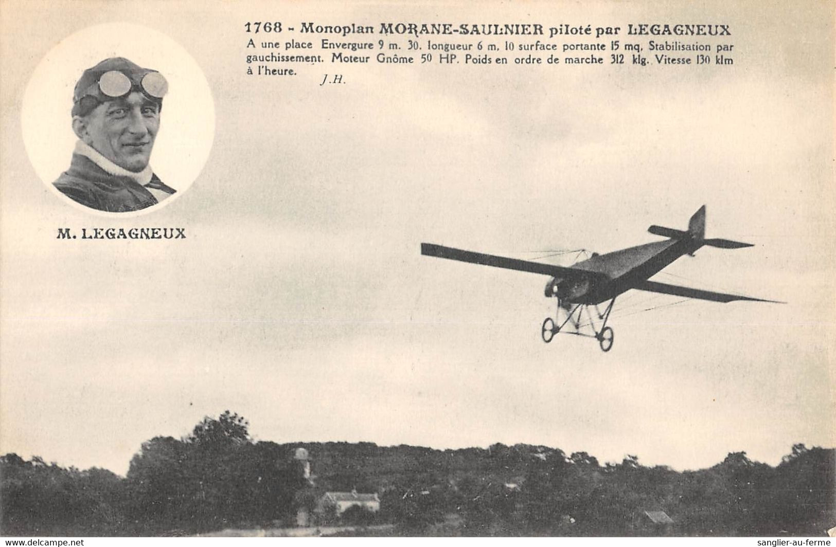 CPA AVIATION MONOPLAN MORANE SAULNIER PILOTE PAR LEGAGNEUX - ....-1914: Précurseurs