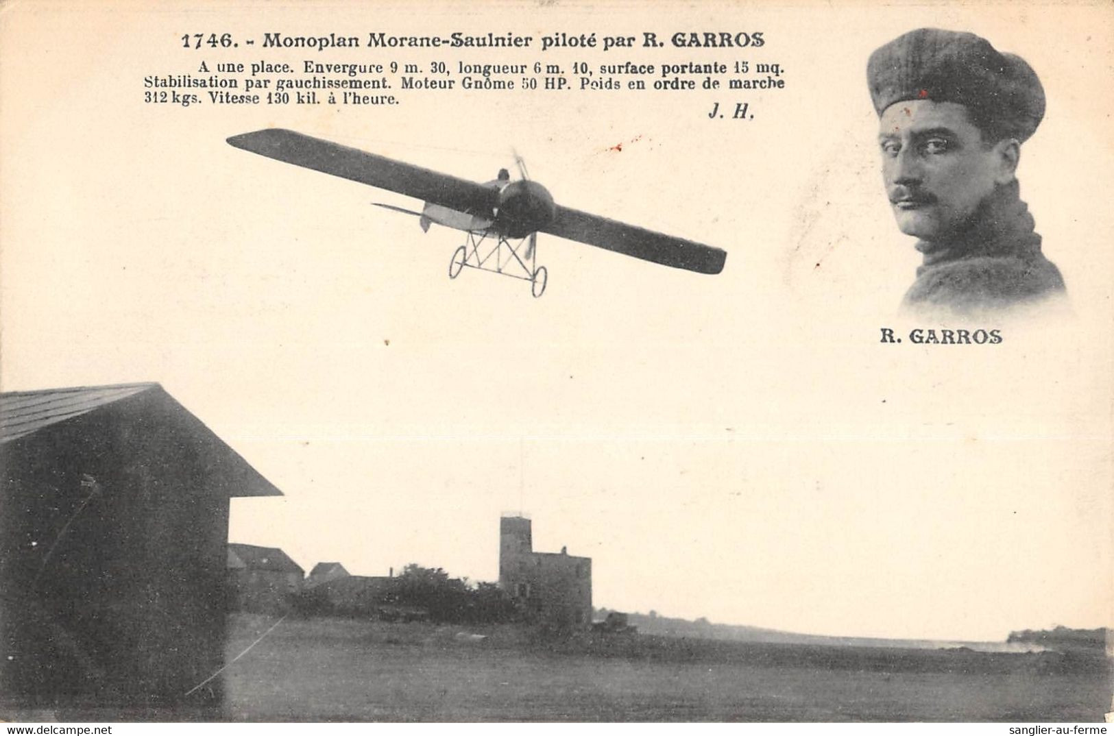 CPA AVIATION MONOPLAN MORANE SAULNIER PILOTE PAR R.GARROS - ....-1914: Précurseurs