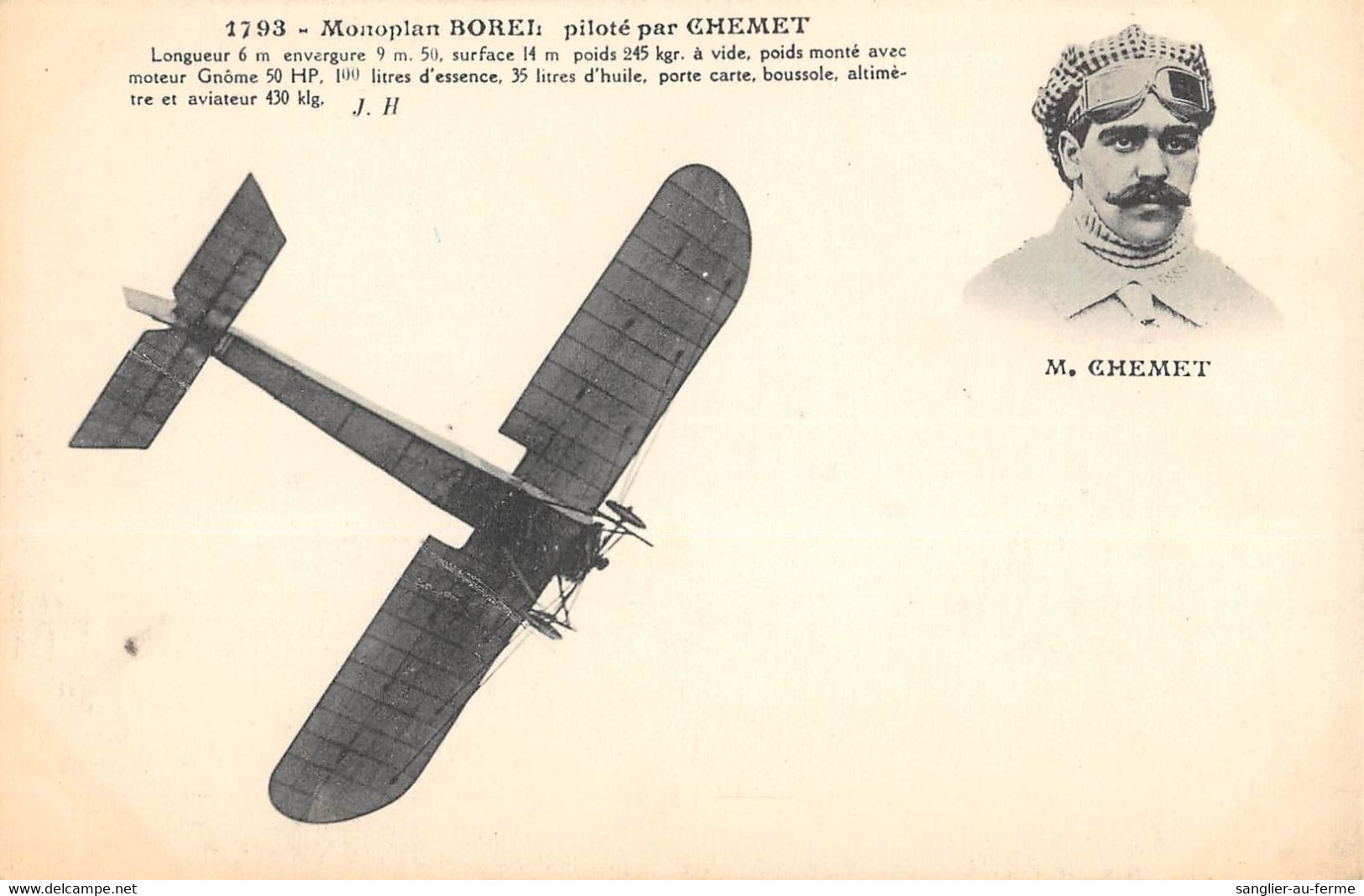 CPA AVIATION MONOPLAN BOREL PILOTE PAR CHEMET - ....-1914: Precursors