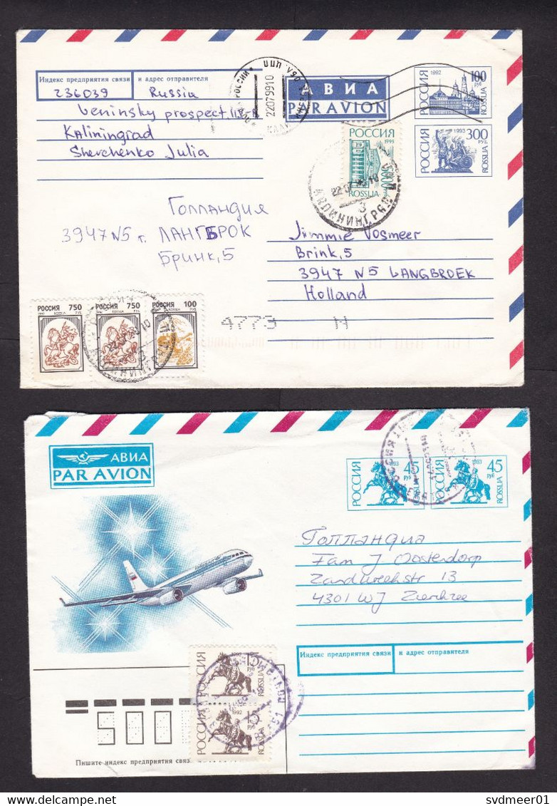 Russia: 3x Stationery Airmail Cover To Netherlands, 1990s, Extra Stamps, Inflation (traces Of Use) - Storia Postale