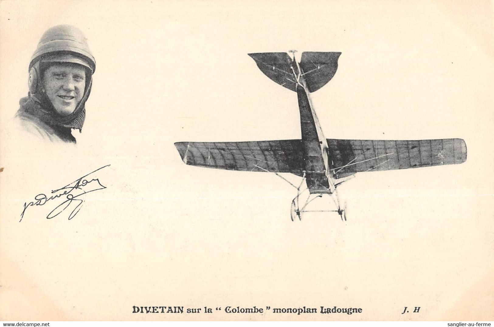 CPA AVIATION DIVETAIN SUR LA COLOMBE MONOPLAN LADOUGNE - ....-1914: Précurseurs