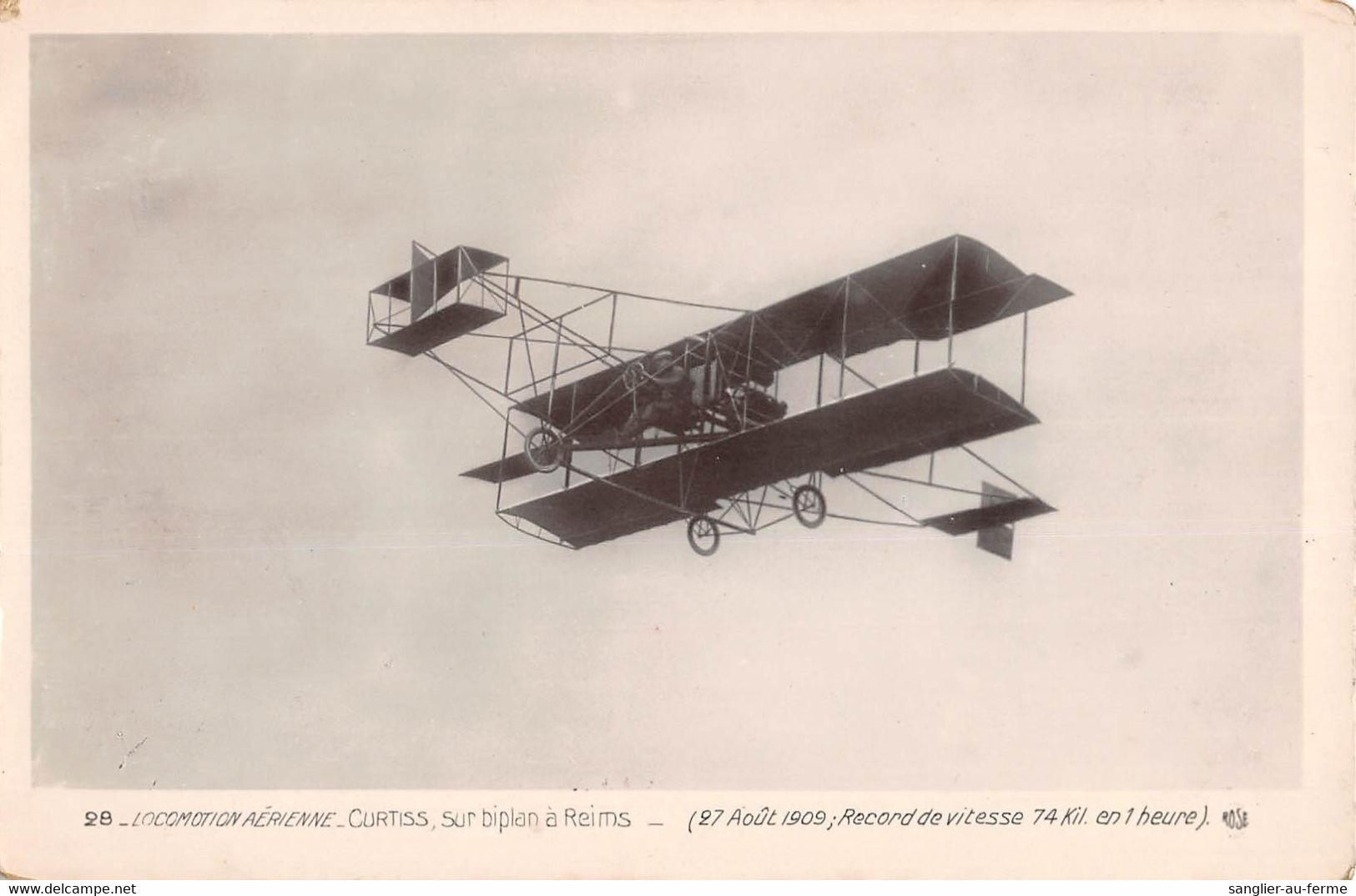 CPA AVIATION LOCOMOTION AERIENNE CURTISS SUR BIPLAN A REIMS 27 AOUT 1909 RECORD DE VITESSE - ....-1914: Précurseurs