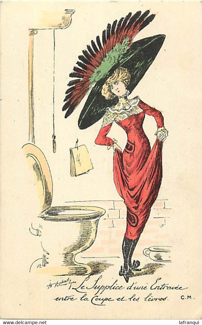 Themes Div -ref JJ348 -illustrateurs - Illustrateur Robert - Femme Au Grand Chapeau Et Les Toilettes - Wc - - Robert