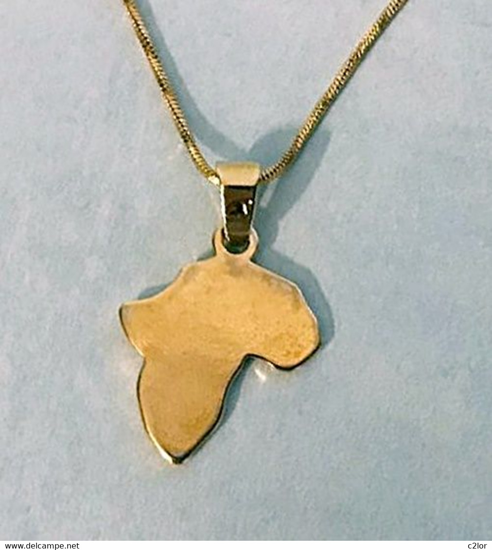 Pendentif Afrique Et Sa Chaîne En  Métal Doré NEUF - Pendentifs