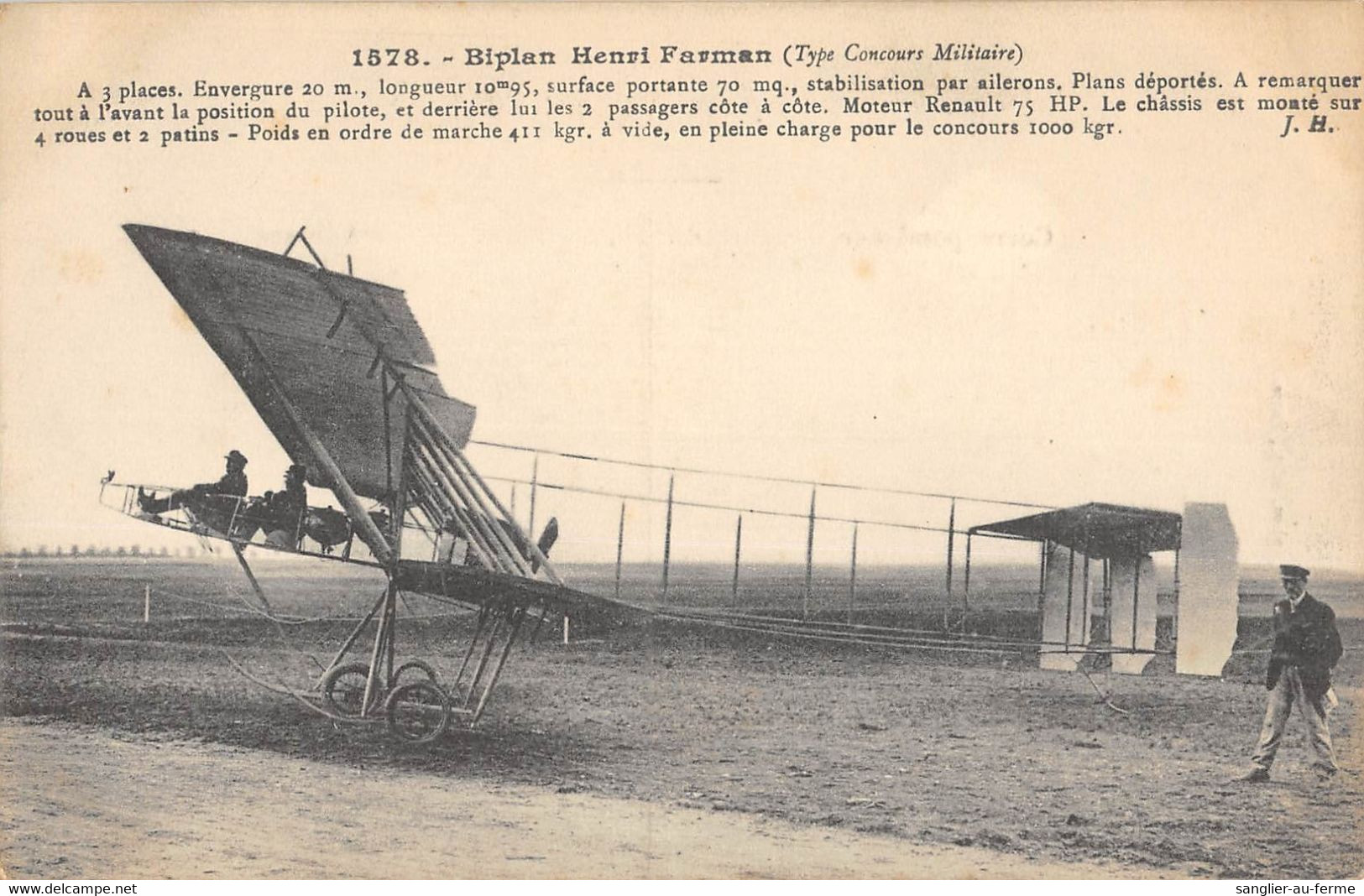 CPA AVIATION BIPLAN HENRY FARMAN TYPE CONCOURS MILITAIRE - ....-1914: Vorläufer