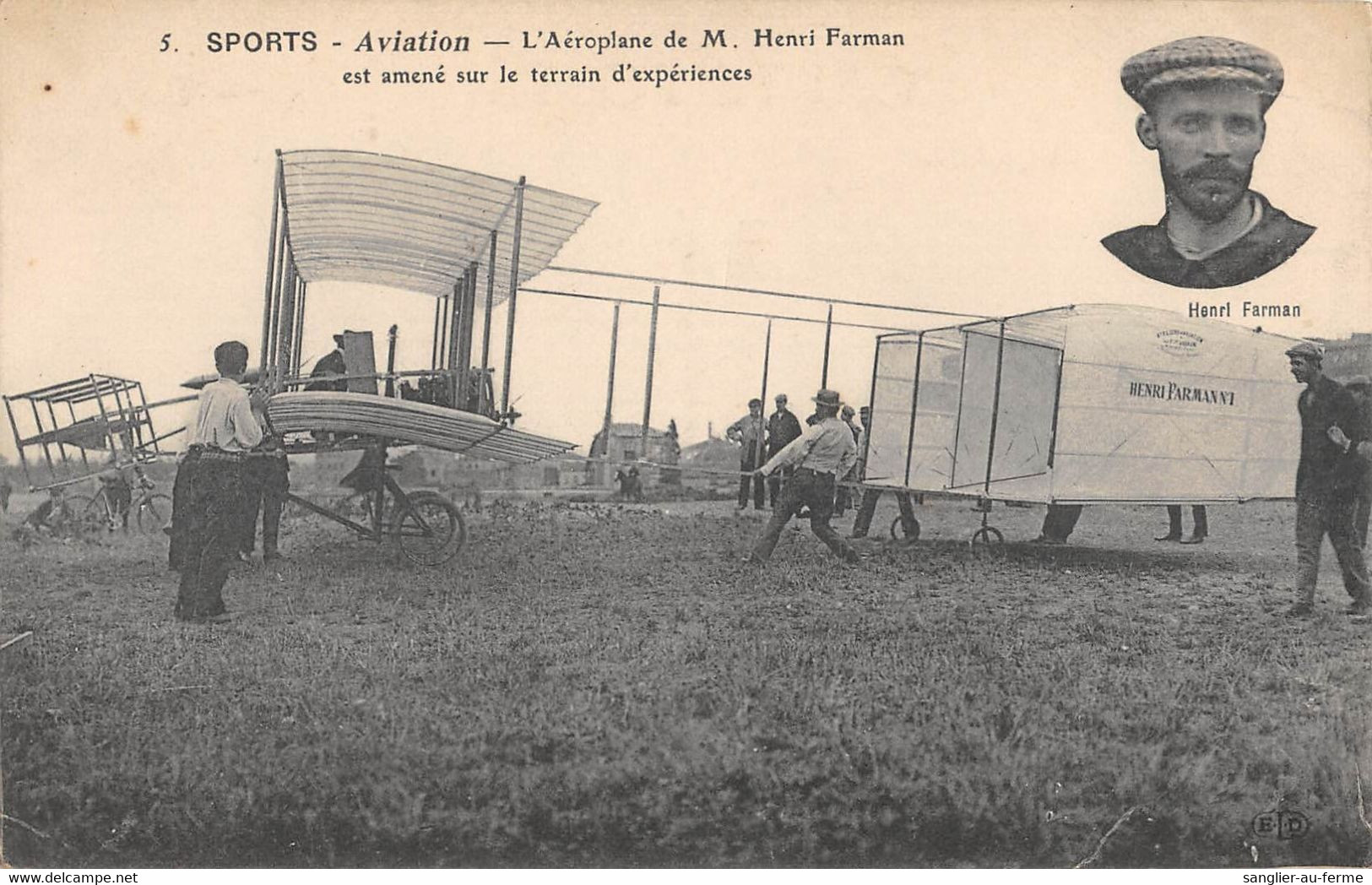 CPA AVIATION SPORTS AVIATION L'AEROPLANE DE M.HENRI FARMAN EST AMENE SUR LE TERRAIN D'EXPERIENCES - ....-1914: Precursors