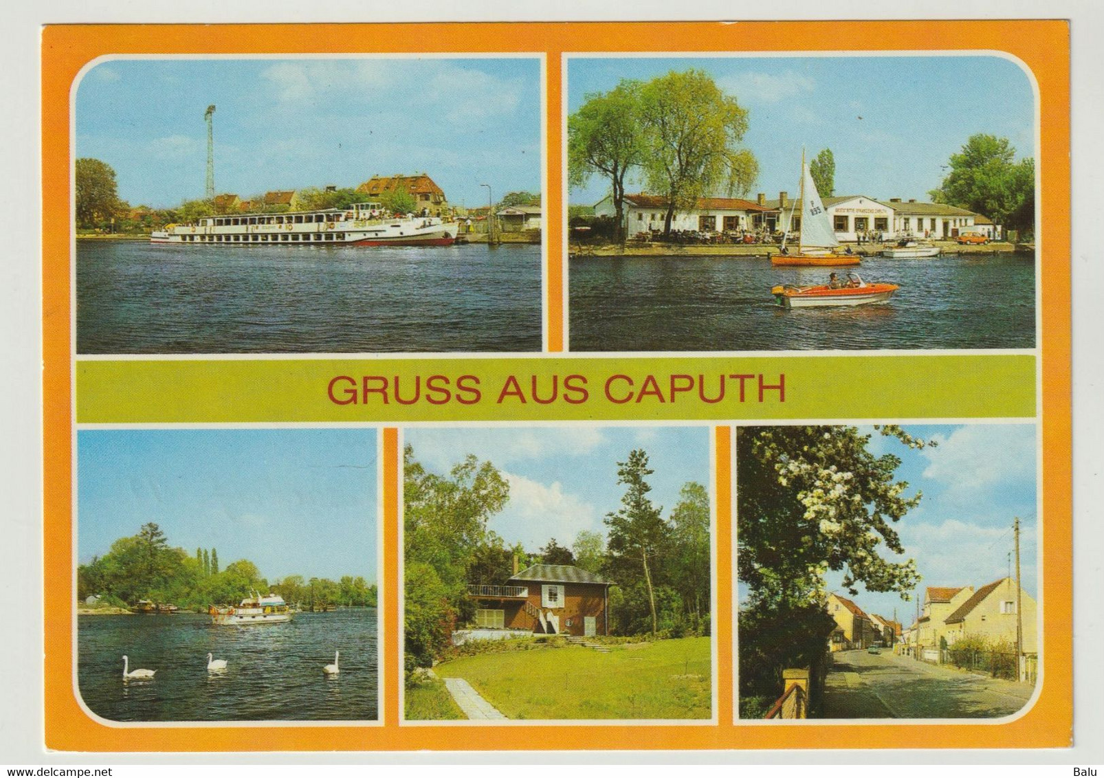 MBK Gruß Aus Caputh Kr. Potsdam 1988 Dampferanlegestelle Strandbad Einsteinhaus, Postalisch Gelaufen, 2 Scans - Caputh