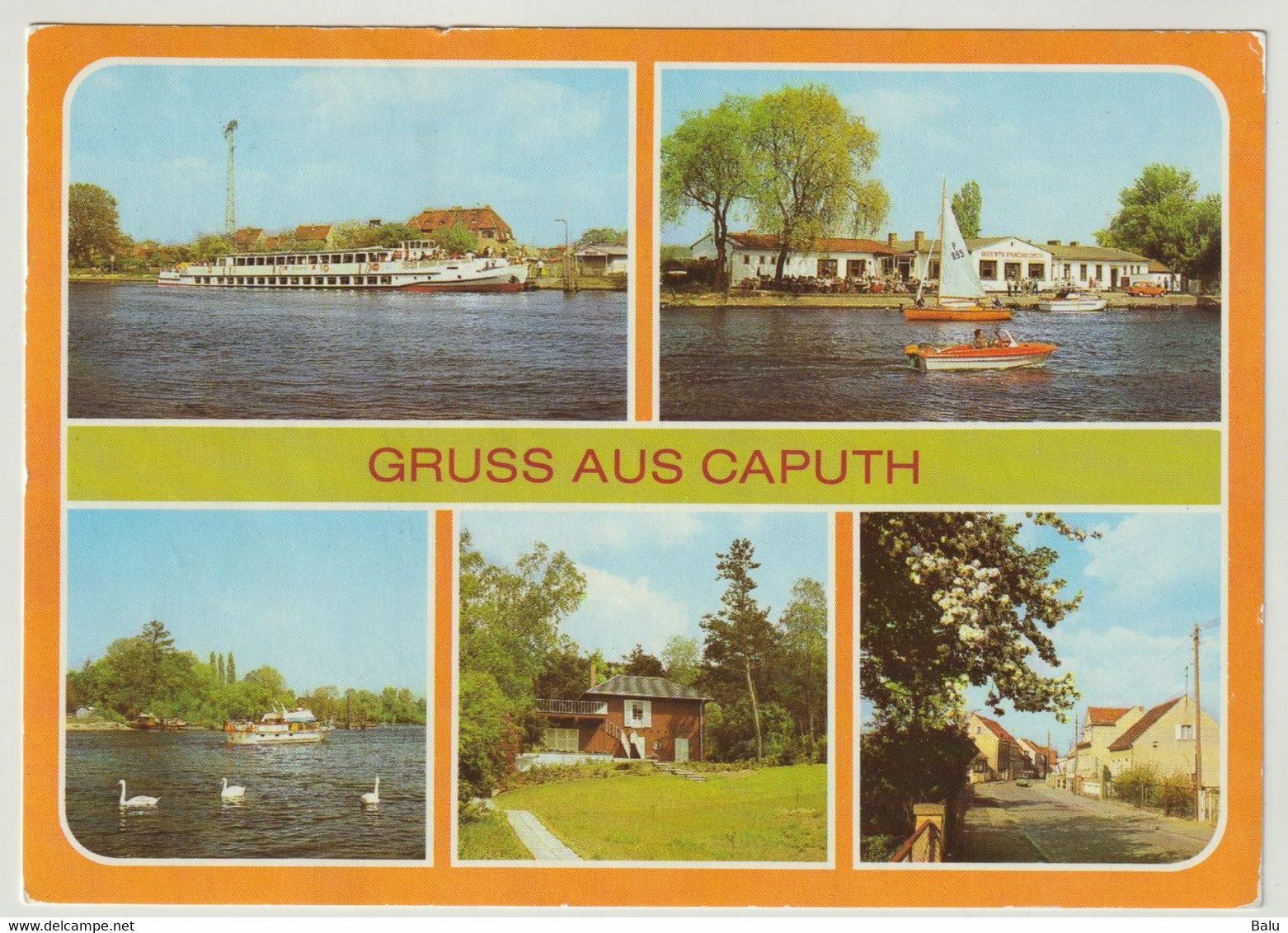 MBK Gruß Aus Caputh Kr. Potsdam 1986 Dampferanlegestelle Strandbad Einsteinhaus, Postalisch Gelaufen Mit SSt, 2 Scans - Caputh