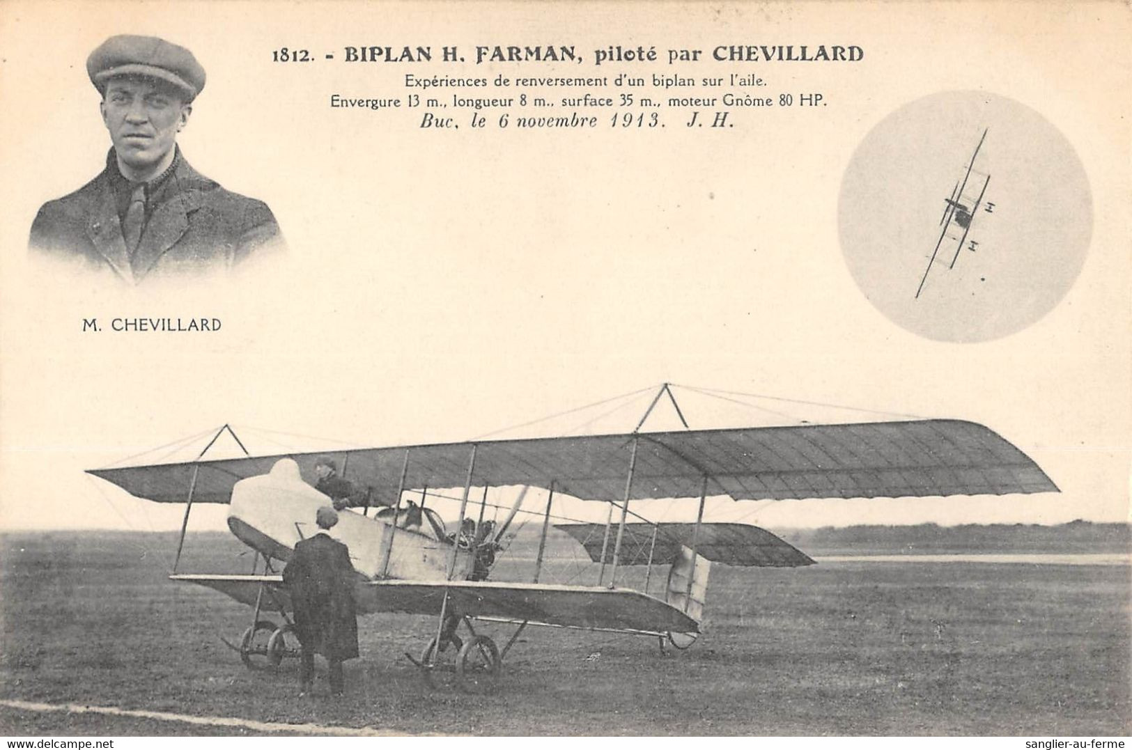 CPA AVIATION BIPLAN H.FARMAN PILOTE PAR CHEVILLARD - ....-1914: Précurseurs