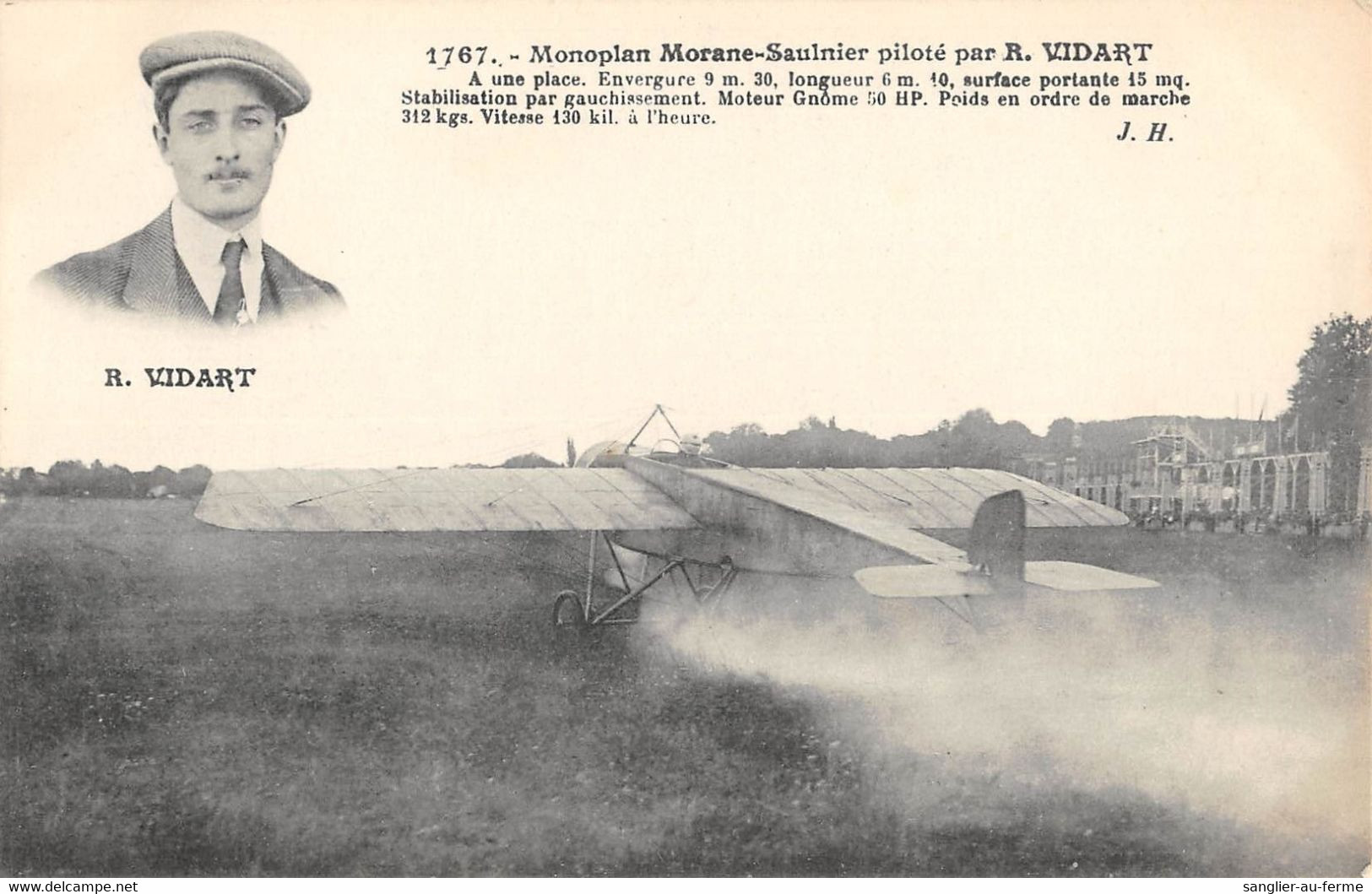 CPA AVIATION MONOPLAN MORANE SAULNIER PILOTE PAR R.VIDART - ....-1914: Precursors