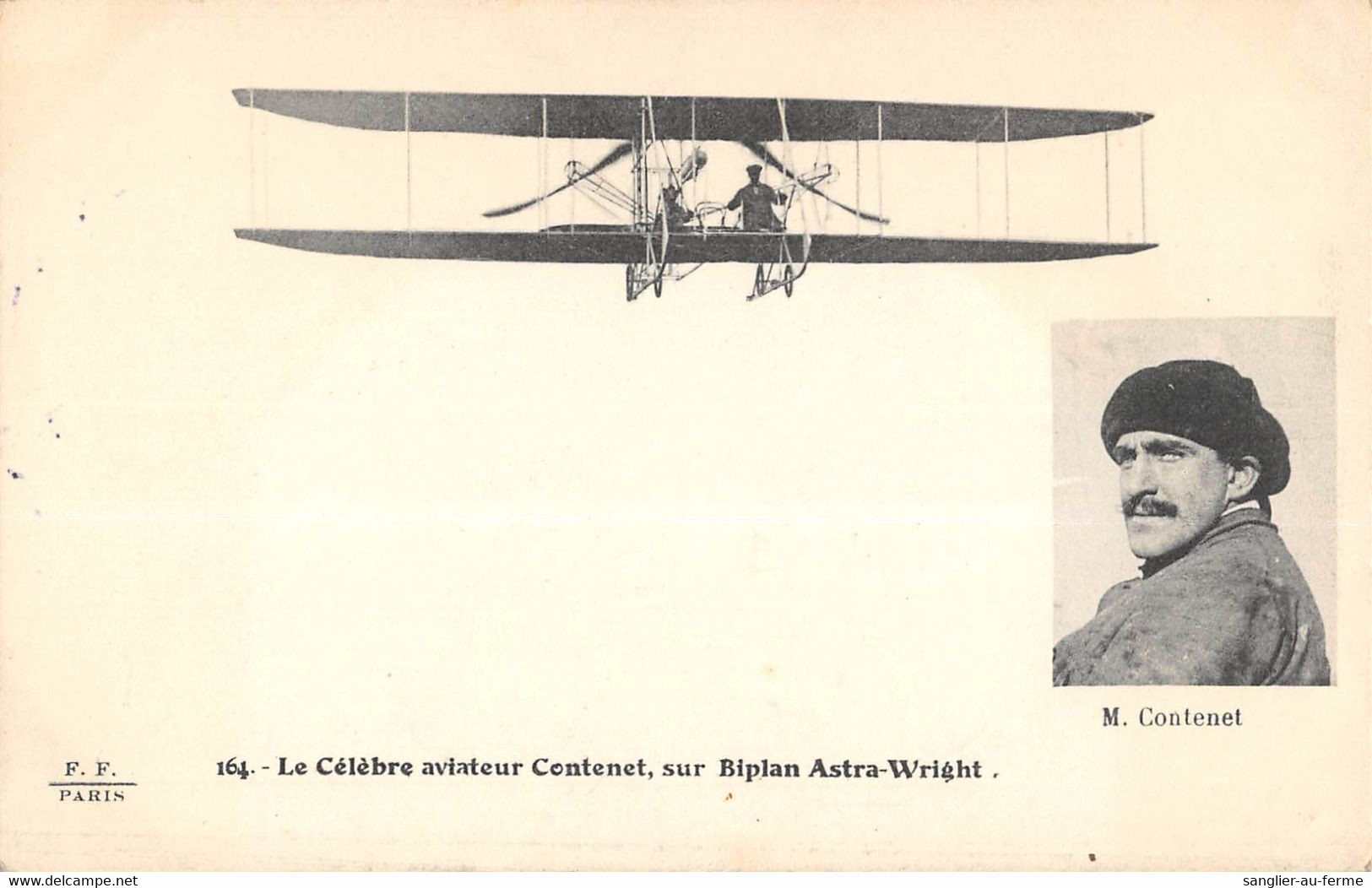 CPA AVIATION LE CELEBRE AVIATEUR CONTENET SUR BIPLAN ASTRA WRIGHT - ....-1914: Précurseurs