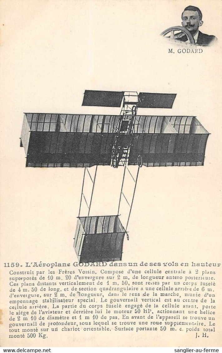 CPA AVIATION L'AEROPLANE GODARD DANS UN SE DES VOLS EN HAUTEUR - ....-1914: Vorläufer