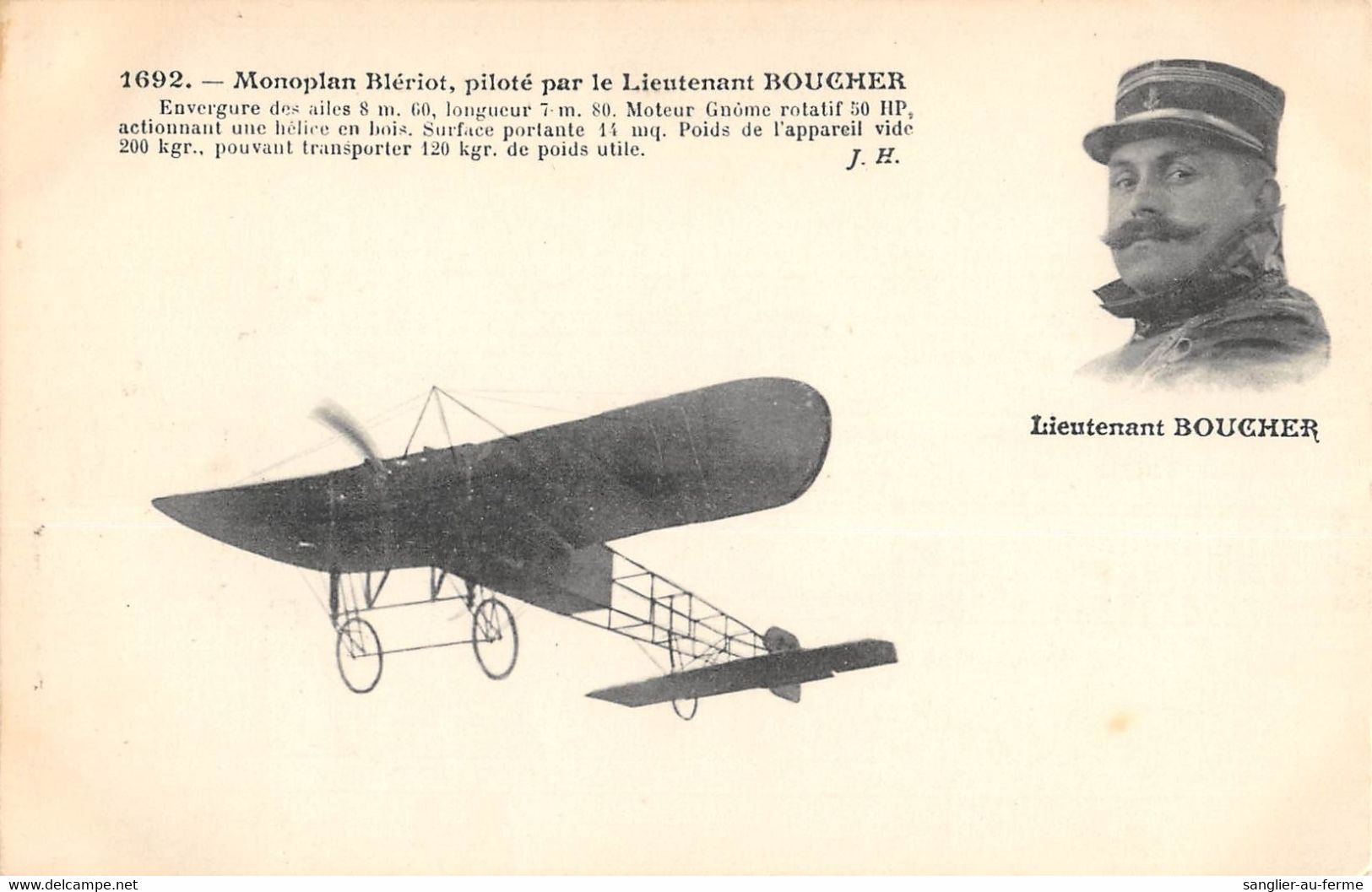 CPA AVIATION MONOPLAN BLERIOT PILOTE PAR LE LIEUTENANT BOUCHER - ....-1914: Precursors