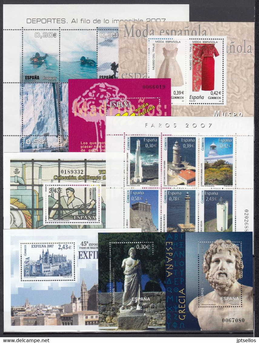 ESPAÑA 2007 Nº 4288/4359 AÑO COMPLETO NUEVO, MNH **, 57 SELLOS,7 HB,1 CARNET - Años Completos