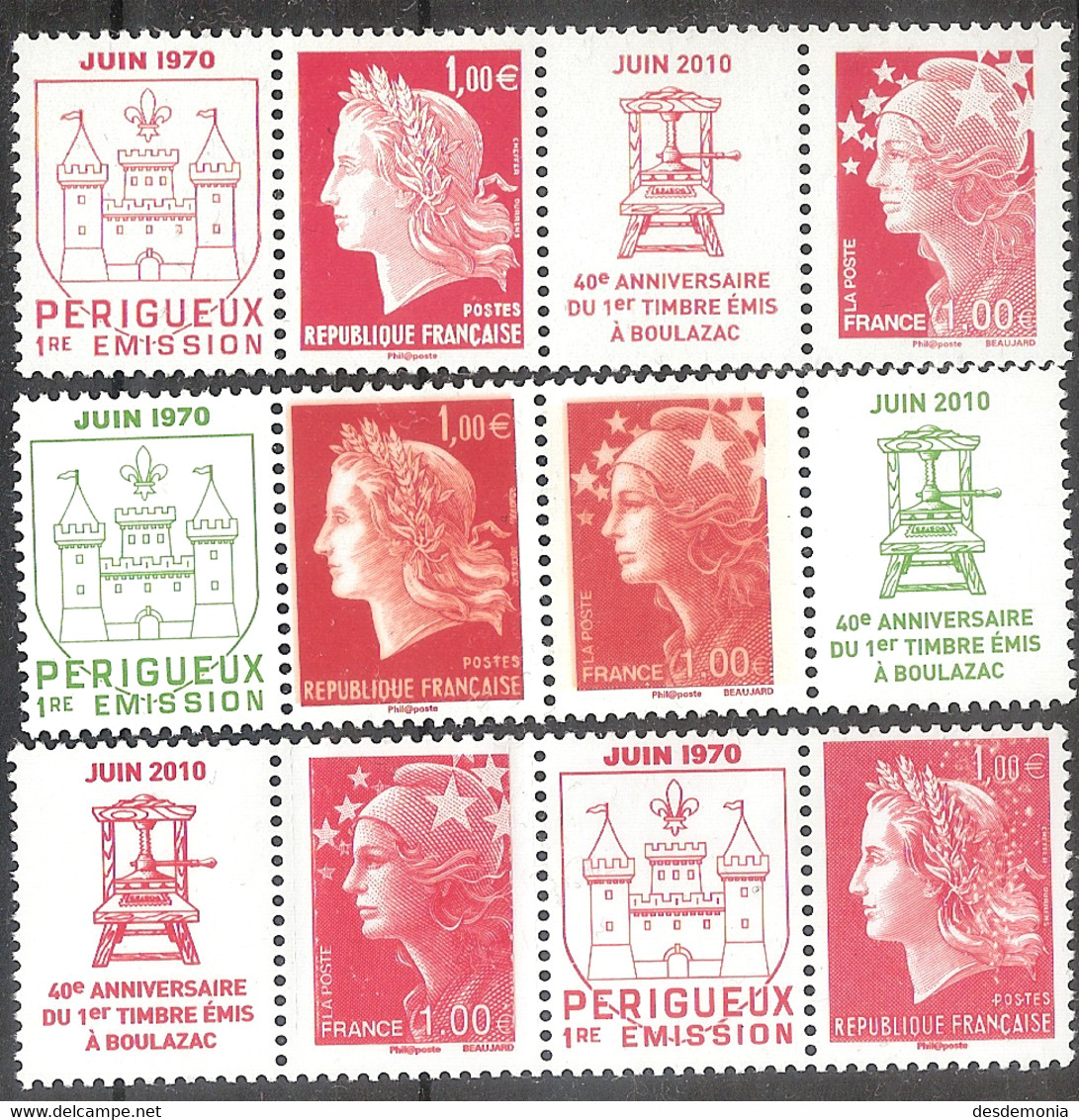 France Maury 4391/6 (Yvert 4459/64) ** Marianne De Beaujard Et Cheffer 40 Ans De L'imprimerie Postale Avec 3 Variétés - Nuovi