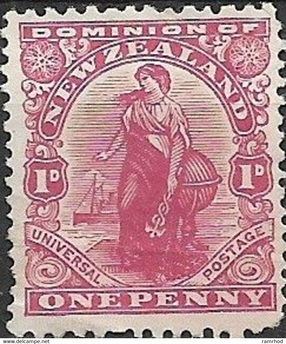 NEW ZEALAND 1907 Dominion - 1d - Red MNG - Ongebruikt