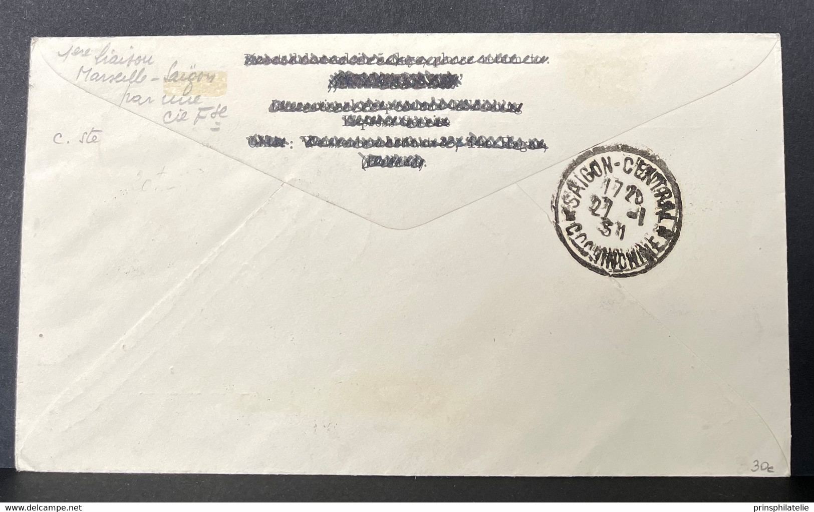 BELE LETTRE PARIS GARE PLM AVION 1931 => IER VOL MARSEILLE SAIGON VIA AIR ORIENT  INDOCHINE FRANCE COVER - 1960-.... Brieven & Documenten