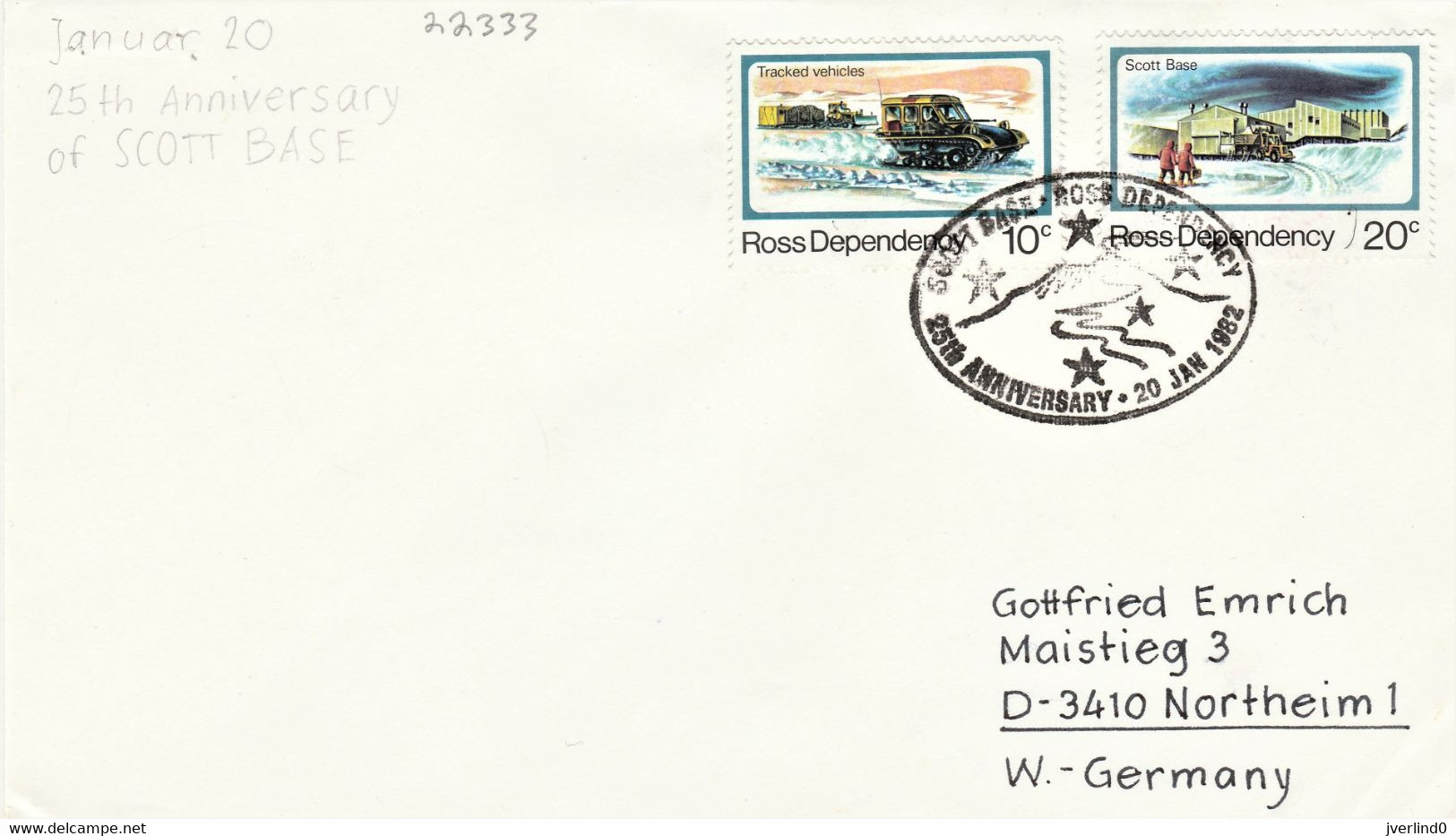 Scott Base 25th Anniversary Cancel 1982 - Briefe U. Dokumente