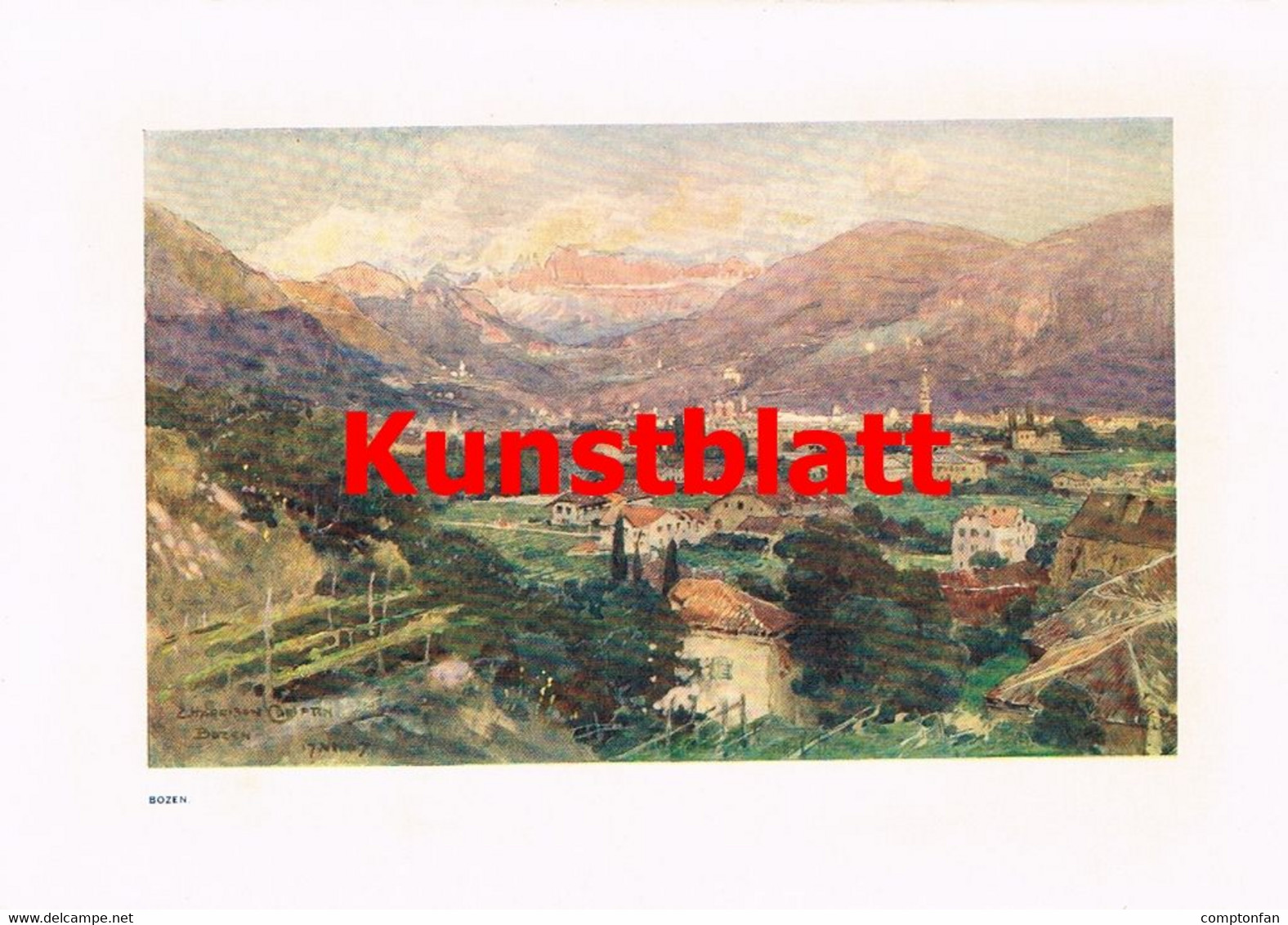 D101 151 E.H.Compton Bozen Bolzano Dolomiten Panorama Kunstblatt 1908 !!! - Autres & Non Classés