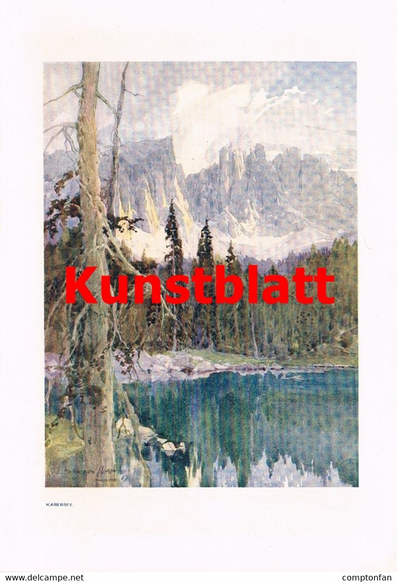 D101 157 E.H.Compton Karersee Lago Di Carezza Dolomiten Kunstblatt 1908 !!! - Otros & Sin Clasificación