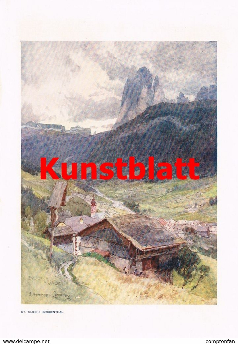 D101 158 E.H.Compton St. Ulrich Gröden Ortisei Dolomiten Kunstblatt 1908 !!! - Andere & Zonder Classificatie