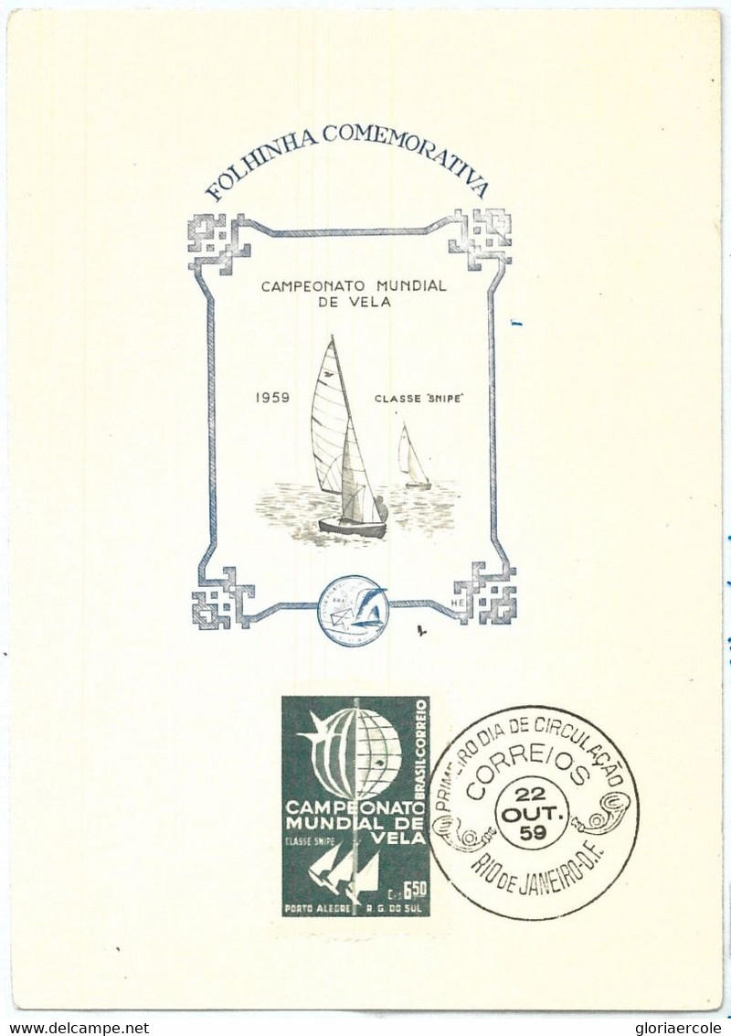 70916 - BRAZIL - Postal History -  FDC Card MAXIMUM  1959:  WIND SAILING - Maximum Cards