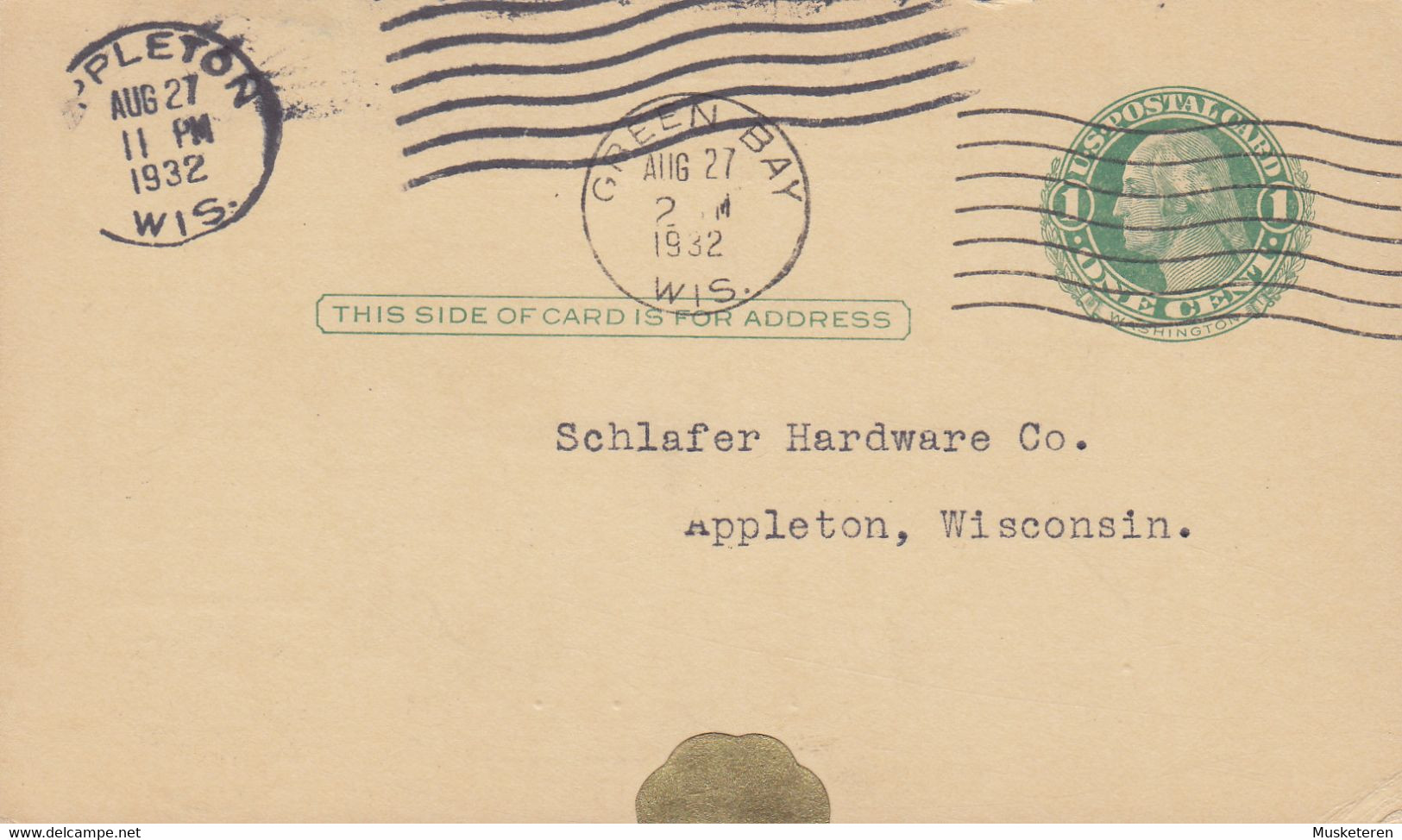 United States Postal Stationery Ganzsache PRIVATE Print CREDIT INTERCHANGE BUREAUS GREEN BAY Wis. 1932 APPLETOWN (Arr.) - 1921-40