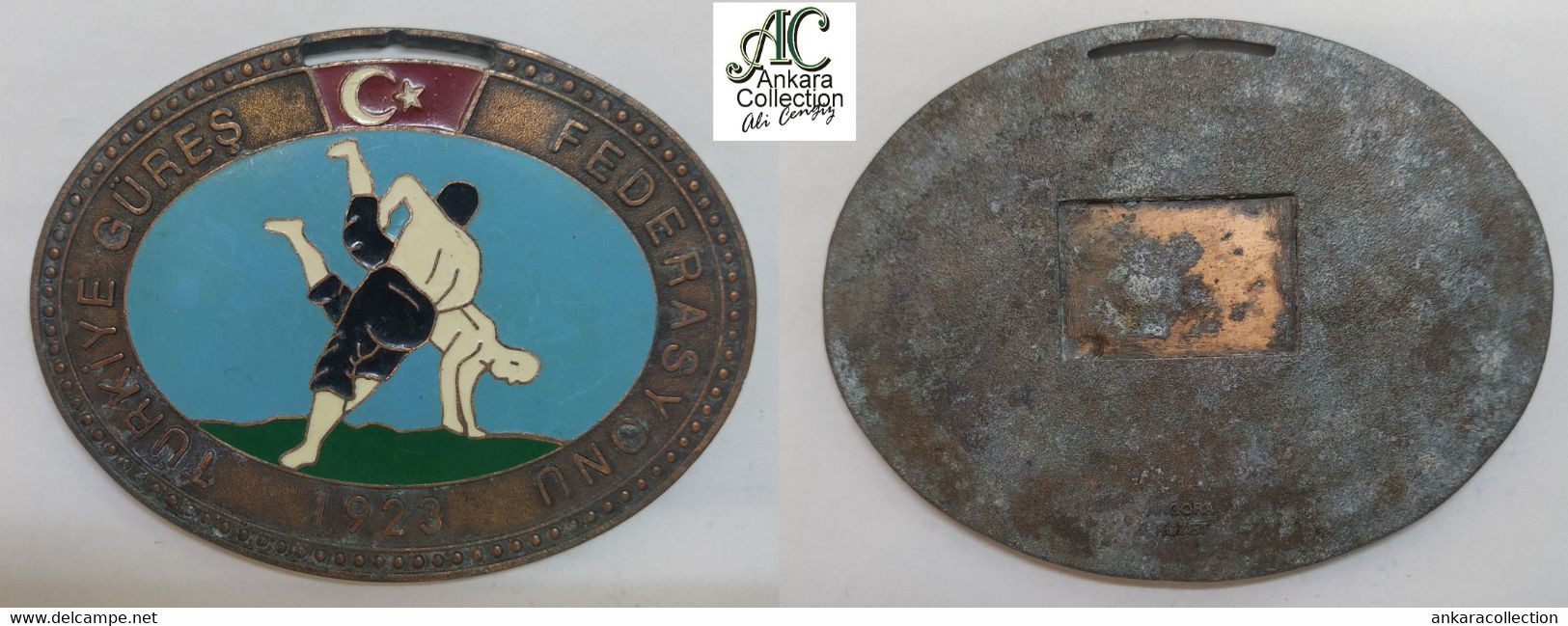 AC - TURKISH WRESTLING FEDERATION MEDALLION - Bekleidung, Souvenirs Und Sonstige