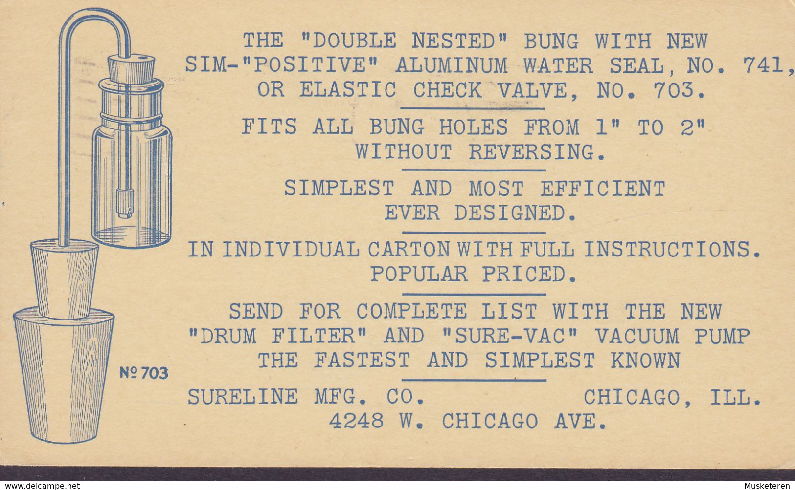 United States Postal Stationery Ganzsache Jefferson PRIVATE Print SURELINE MFG. Co. CHICAGO 1932 APPLETOWN (Arr.) - 1921-40