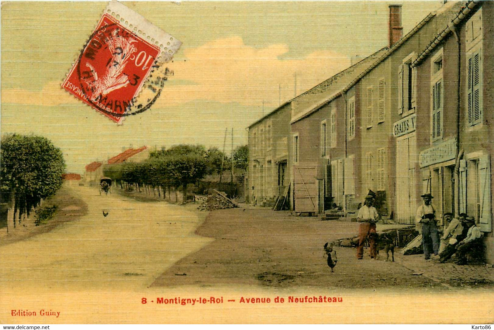 Montigny Le Roi * Avenue De Neufchâteau * Café Restaurant * Graineterie * Cpa Toilée Colorisée - Montigny Le Roi