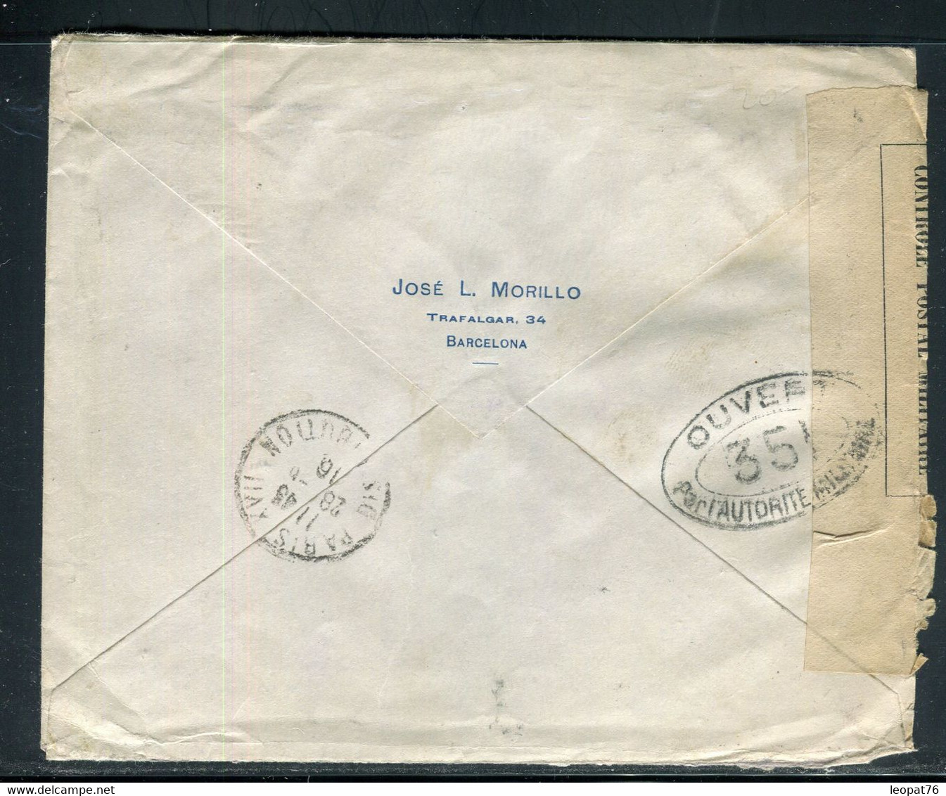 Espagne - Enveloppe Commerciale De Barcelone Pour Paris En 1916 Avec Contrôle Postal - Réf F156 - Lettres & Documents