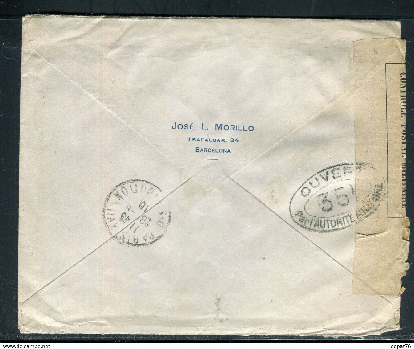 Espagne - Enveloppe Commerciale De Barcelone Pour Paris En 1916 Avec Contrôle Postal - Réf F156 - Cartas & Documentos