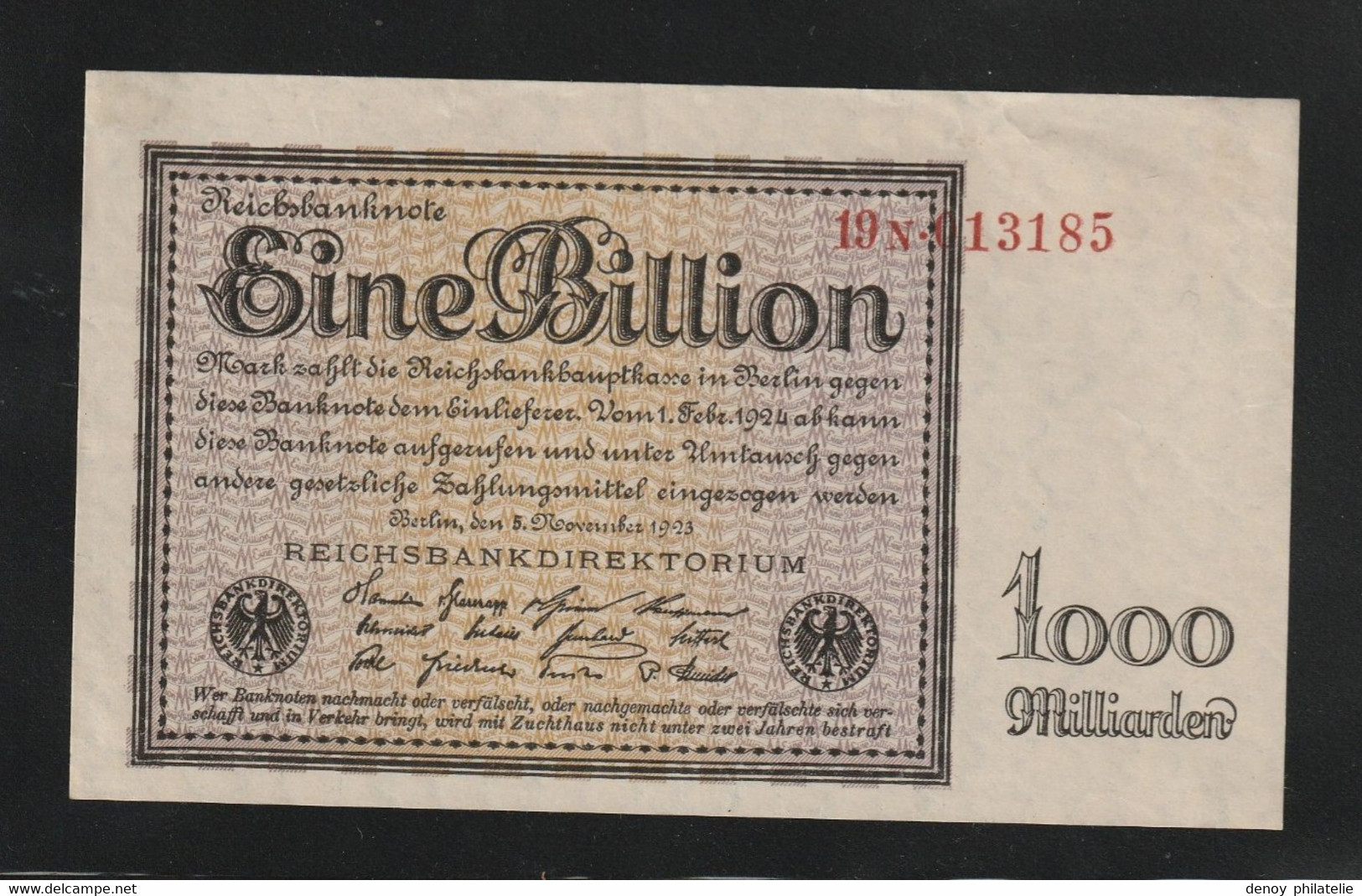 Allemagne Alemania Germany 1 Billion Mark 1923 Pick 134 Neuf Un Plicentral Invisible - 1 Billion Mark