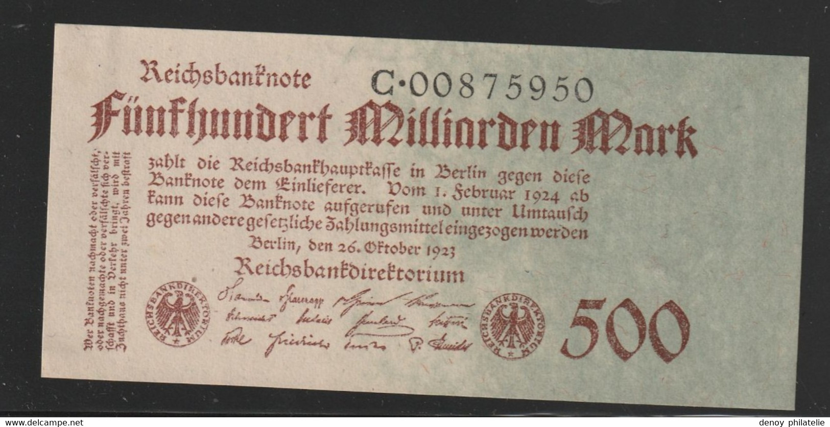 Allemagne Alemania Germany 500 Millarden Mark 1923 Pick 127a Neuf - 500 Miljard Mark