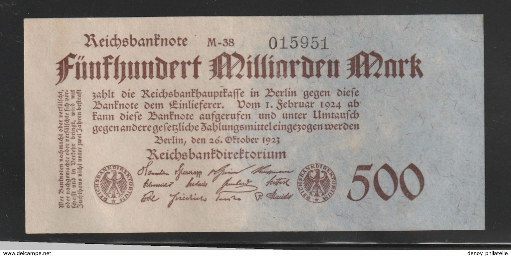 Allemagne Alemania Germany 500 Millarden Mark 1923 Pick 127b Neuf Un Pli Cental - 500 Miljard Mark