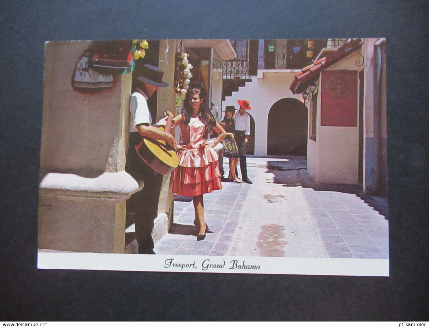 GB Kolonie Bahamas 1969 AK Freeport International Bazaar Spanish Street Flamenco Tänzer - 1963-1973 Autonomie Interne