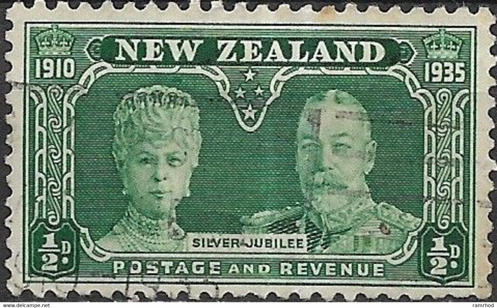 NEW ZEALAND 1935 Silver Jubilee - 1/2d - King George V And Queen Mary FU - Luftpost