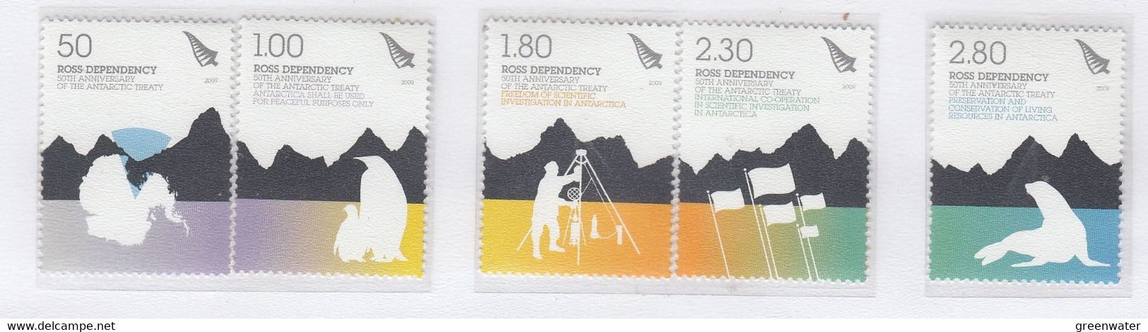 Ross Dependency 2009 50th Ann. Of The Signing Of The Antarctic Treaty 5v ** Mnh (RS154A) - Nuevos