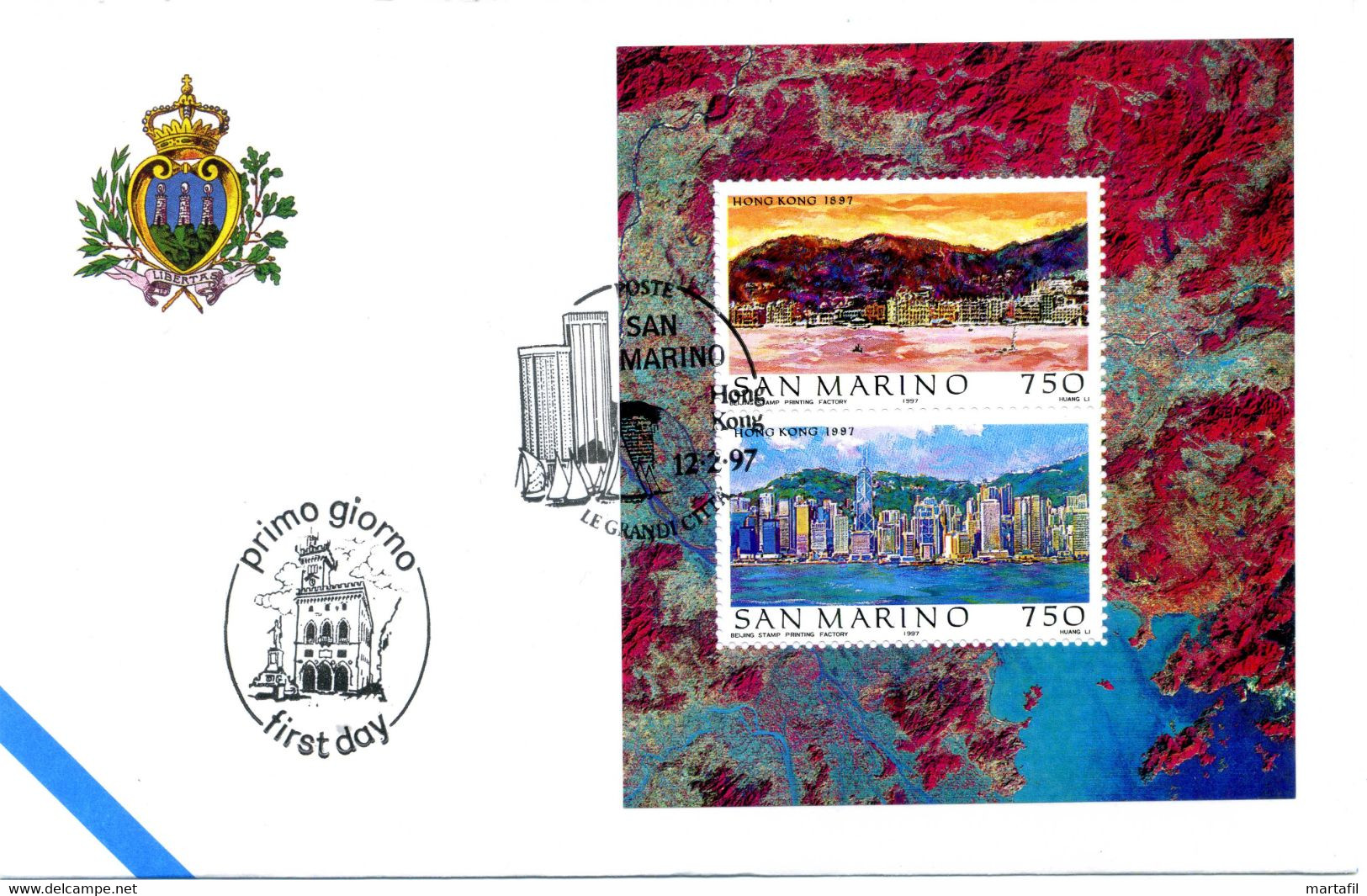 1997 SAN MARINO FDC Hong Kong - FDC