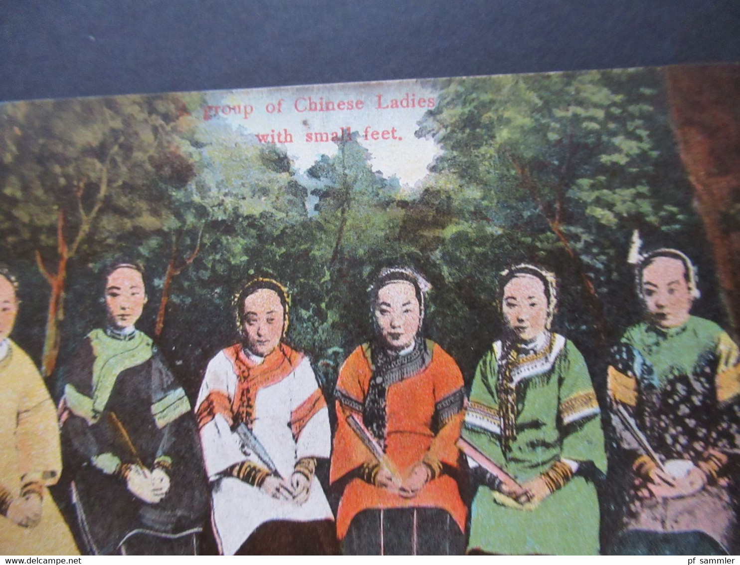 GB Kolonie 1912 Hong Kong AK A Group Of Chinese Ladies With Small Feet. Chinesische Trachten. Mit Dampfer Göben - Storia Postale