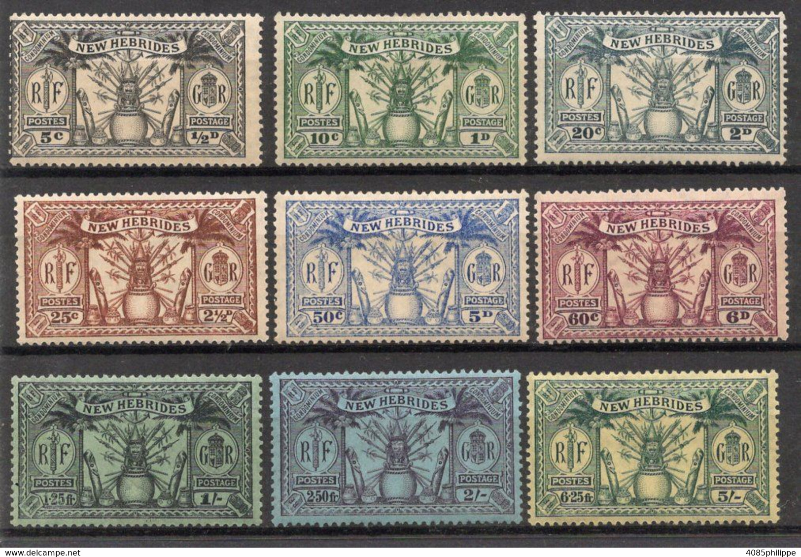 Nouvelles HEBRIDES Timbres Poste N°91 à 99* Neufs Charnières TB Cote 73.00€ - Ungebraucht