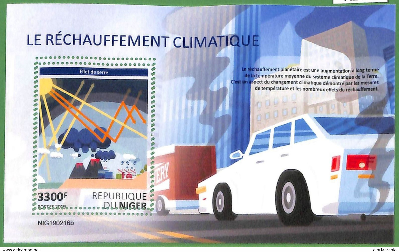 A2416 - NIGER - ERROR, MISPERF STAMP SHEET, 2019: Pollution, Global Warming - Inquinamento