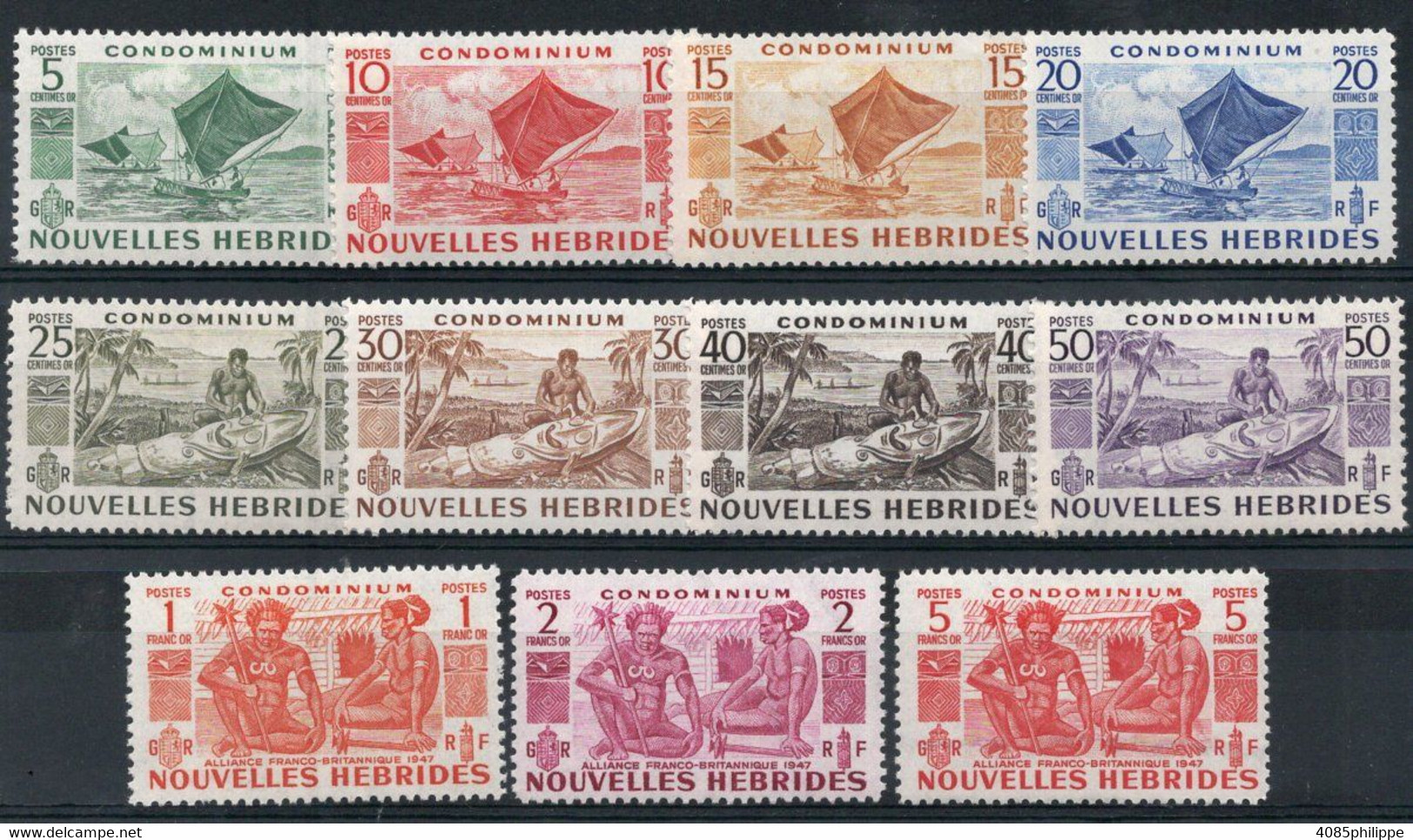 Nouvelles HEBRIDES Timbres Poste N°144* à 154* Neufs Charnière TB Cote 75.00€ - Unused Stamps