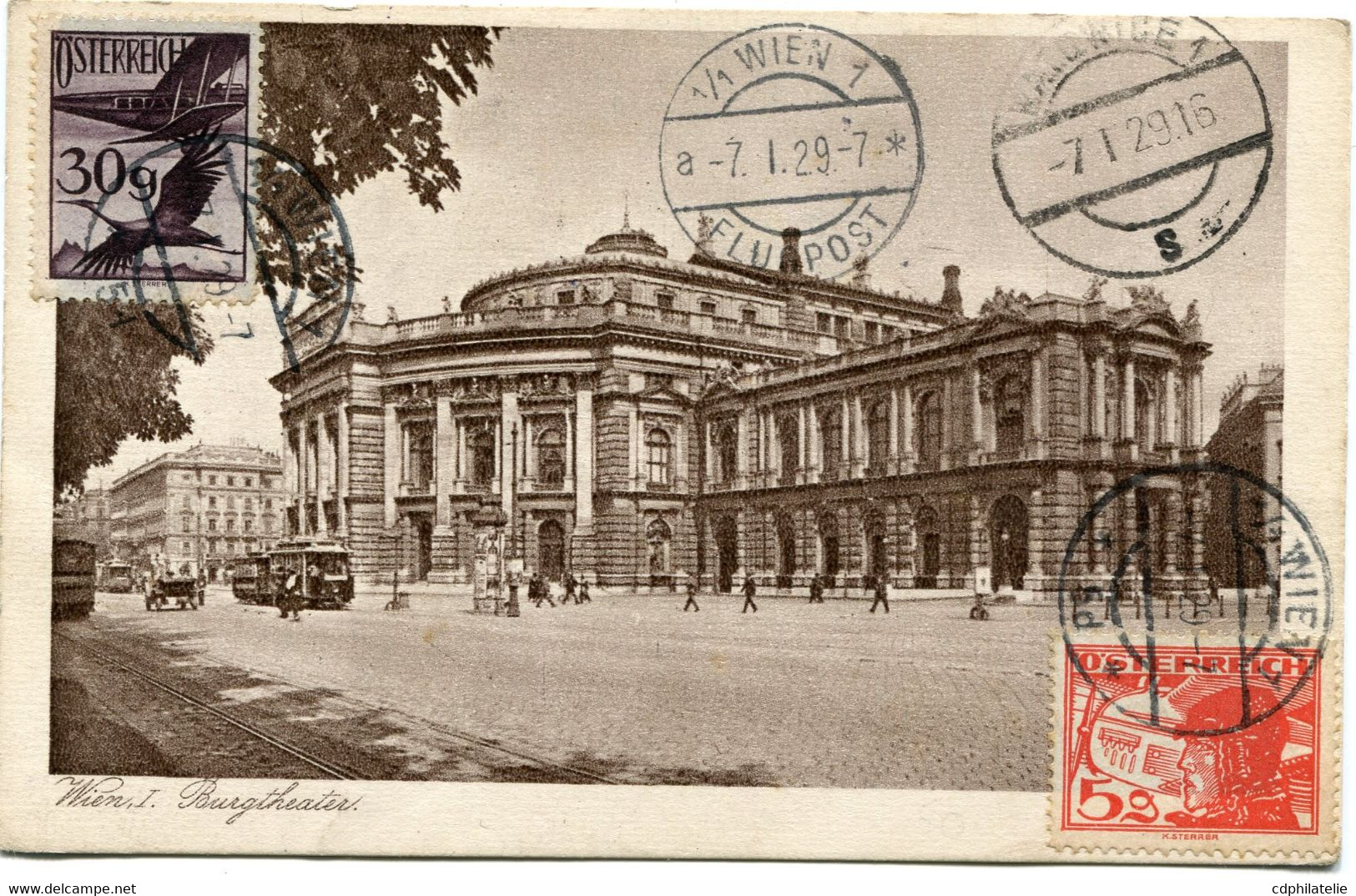 AUTRICHE CARTE POSTALE PAR AVION -WIEN DEPART WIEN 7-1-29 FLUGPOST POUR LA POLOGNE - Sonstige & Ohne Zuordnung