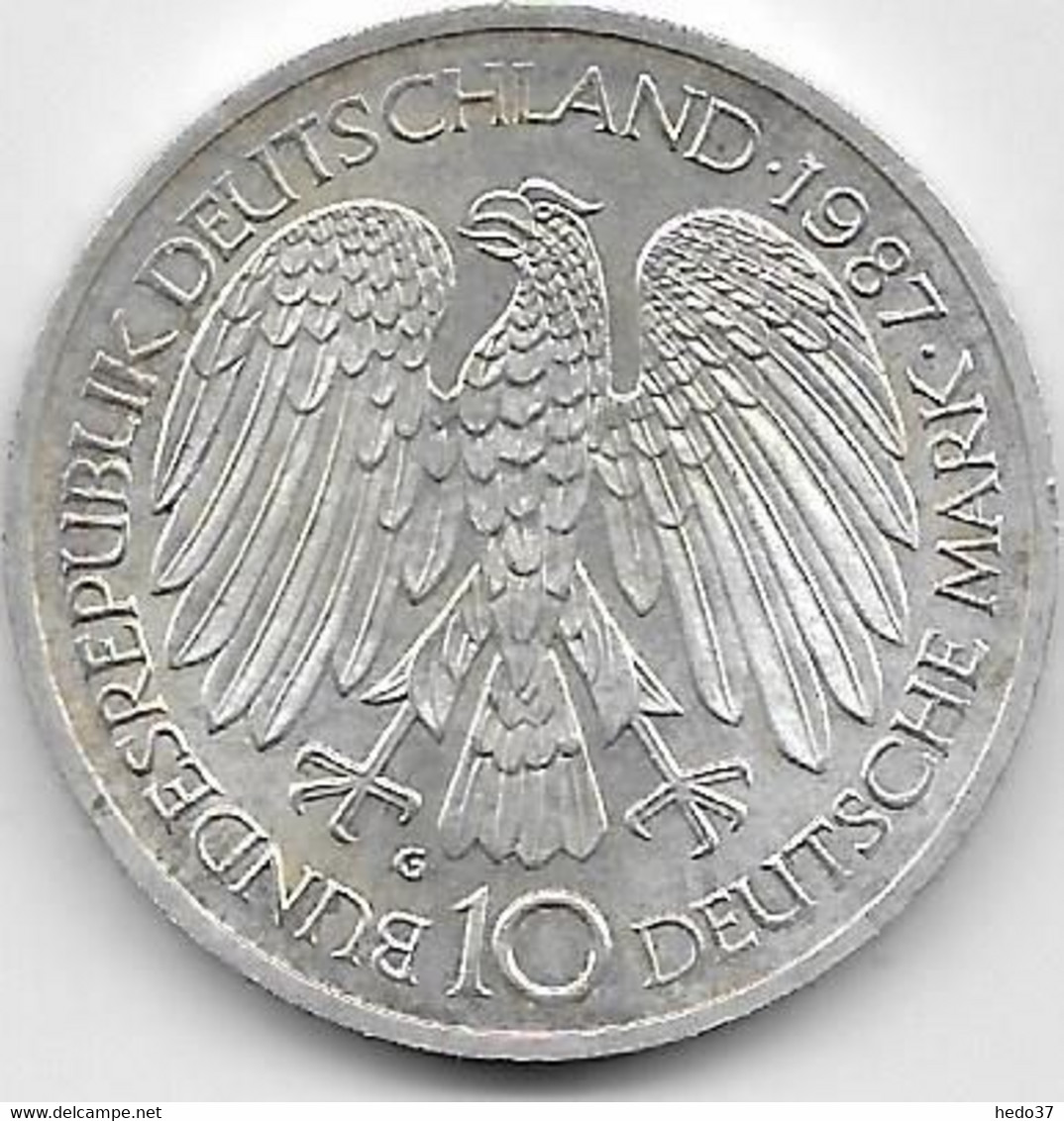 Allemagne - 10 Mark 1987 - Argent - Commémoratives