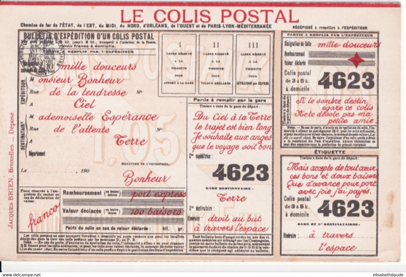 COLIS POSTAUX - ANNEES DEBUT 1900 - CARTE POSTALE FANTAISIE - Lettres & Documents