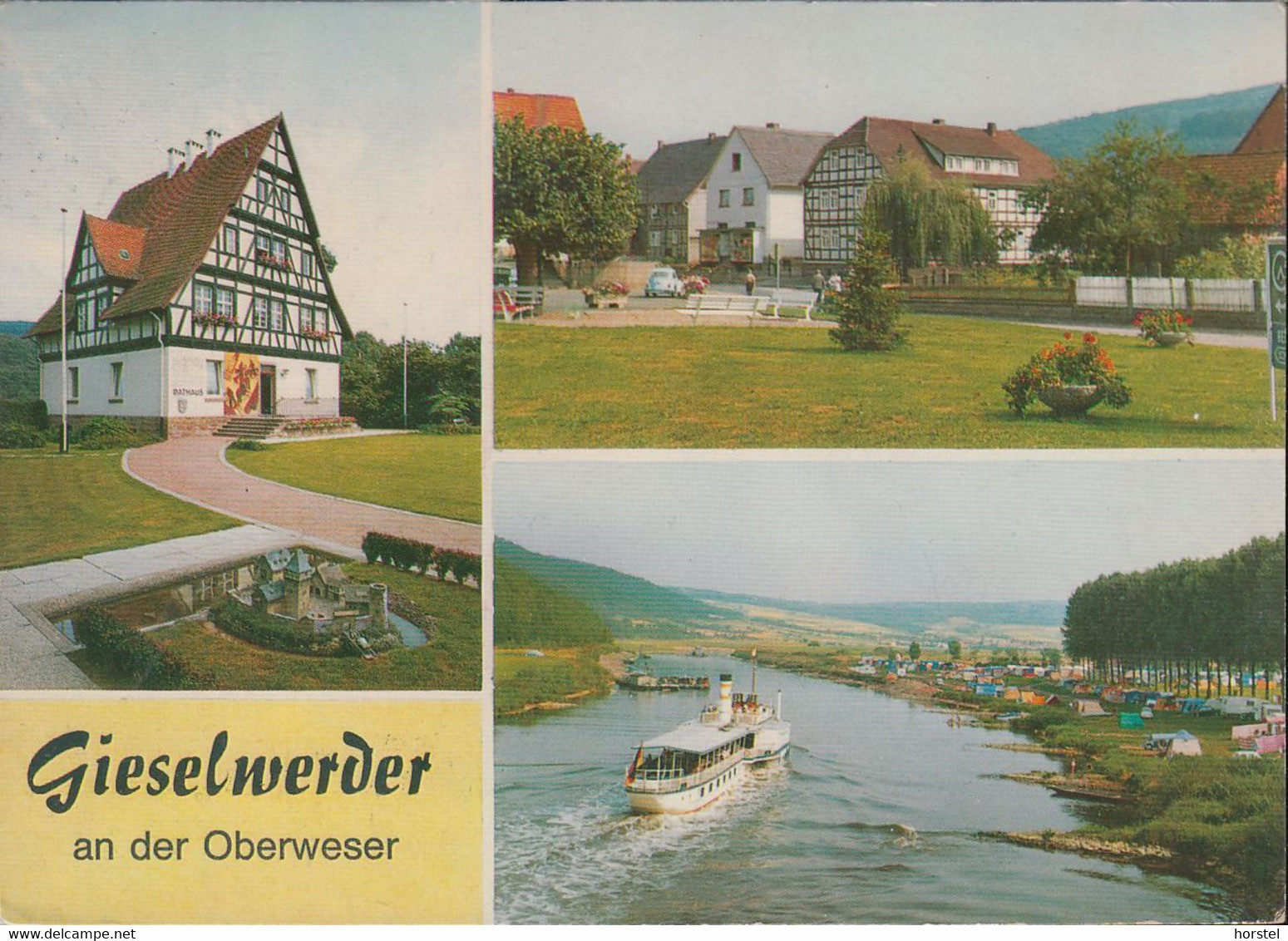 D-34399 Oberweser - Gieselwerder - Alte Ansichten - Campingplatz - Rathaus - Car - VW Käfer - Dampfer - Nice Stamp - Bad Karlshafen