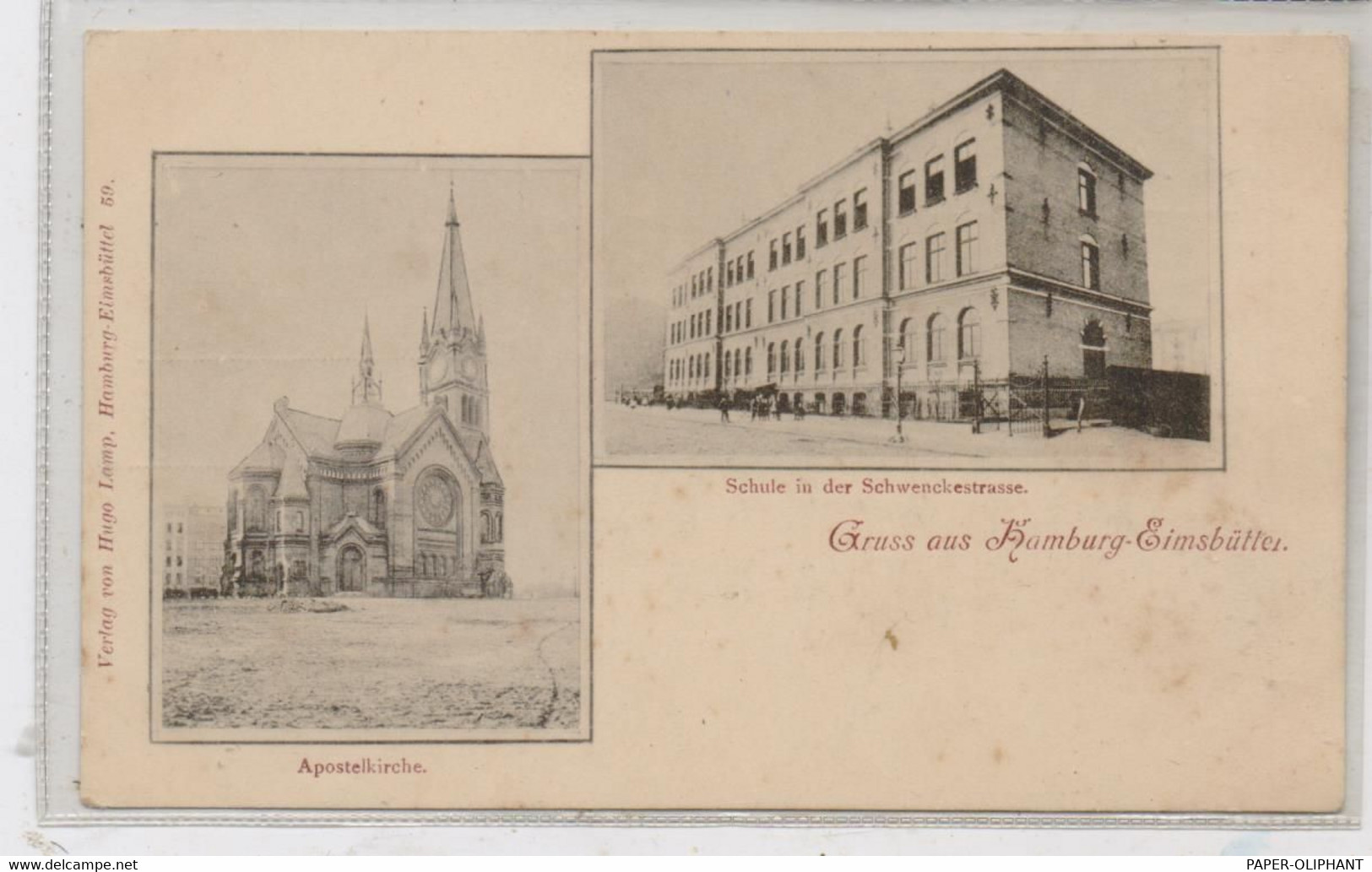 2000 HAMBURG - EIMSBÜTTEL, Schule In Der Schwenckestrasse, Apostelkirche, Ca. 1900 - Eimsbüttel
